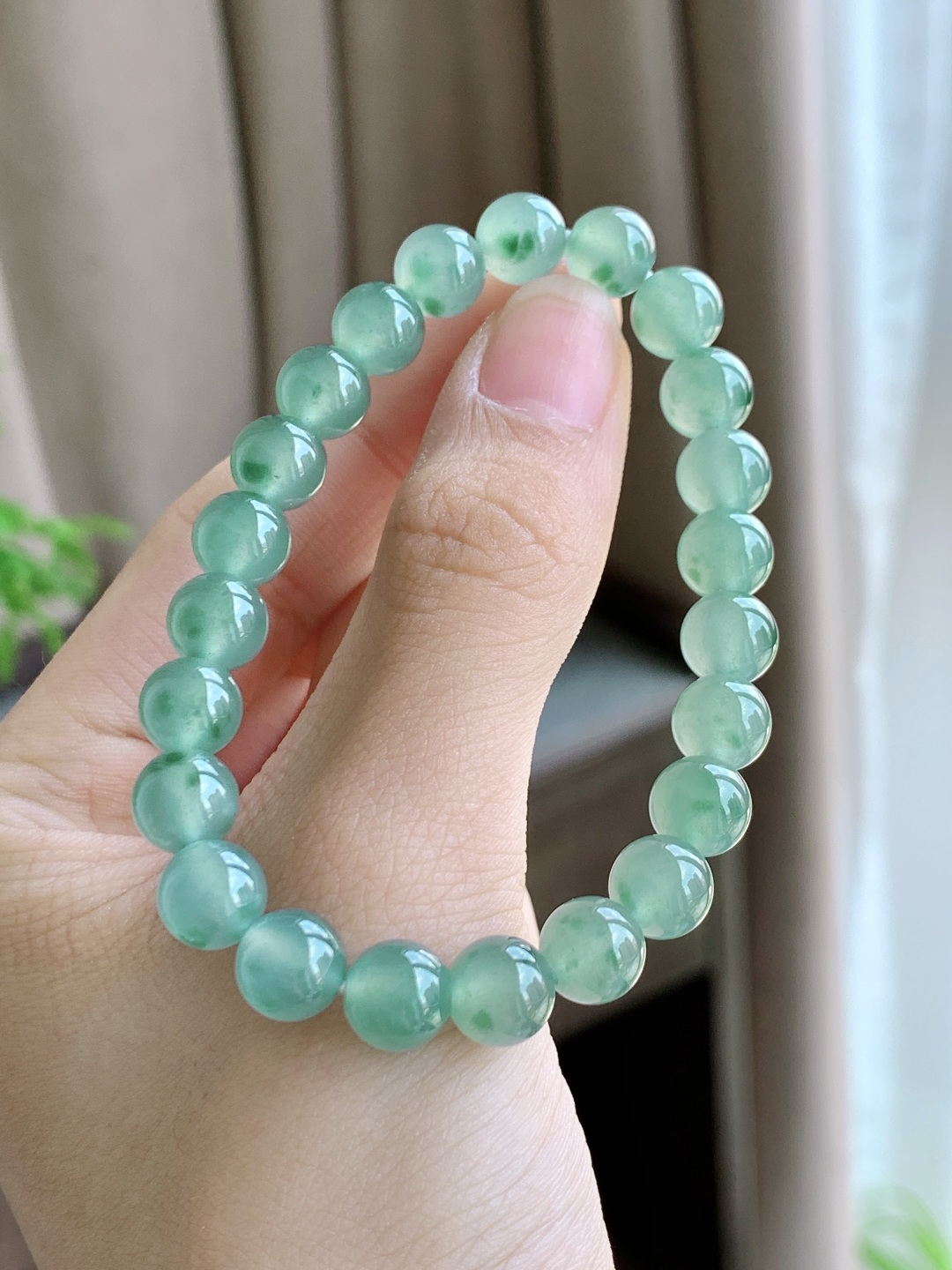 珠子冰晴水飘花手链圆珠子手链,性比高,尺寸7.7mm,重量20克