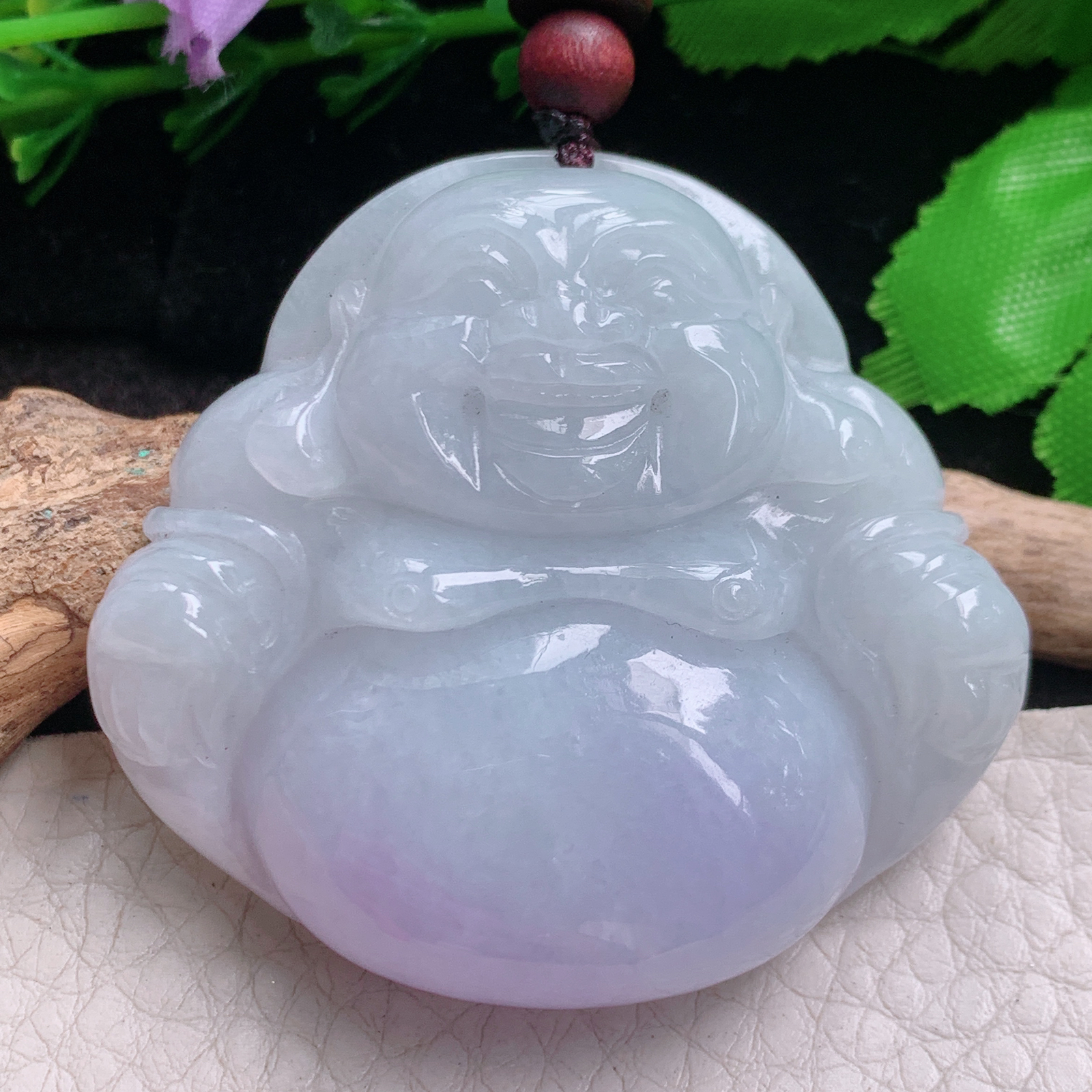 zen实拍45.3*50*12.5缅甸翡翠高品质紫罗兰饱满大平安扣 玉扣玉吊坠
