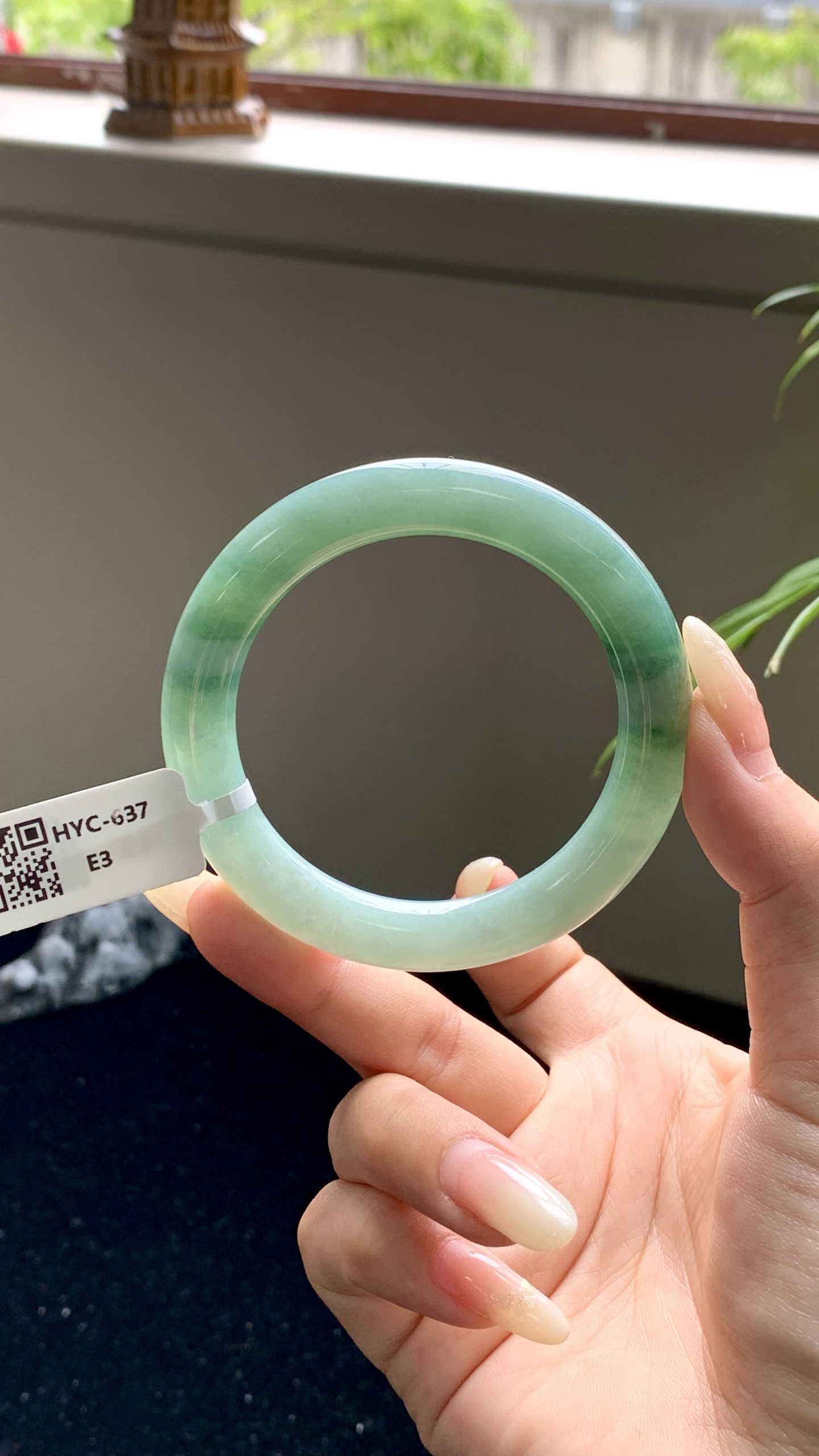 湖水绿飘花圆条成品 HYC-637 尺寸：52-8.5-10