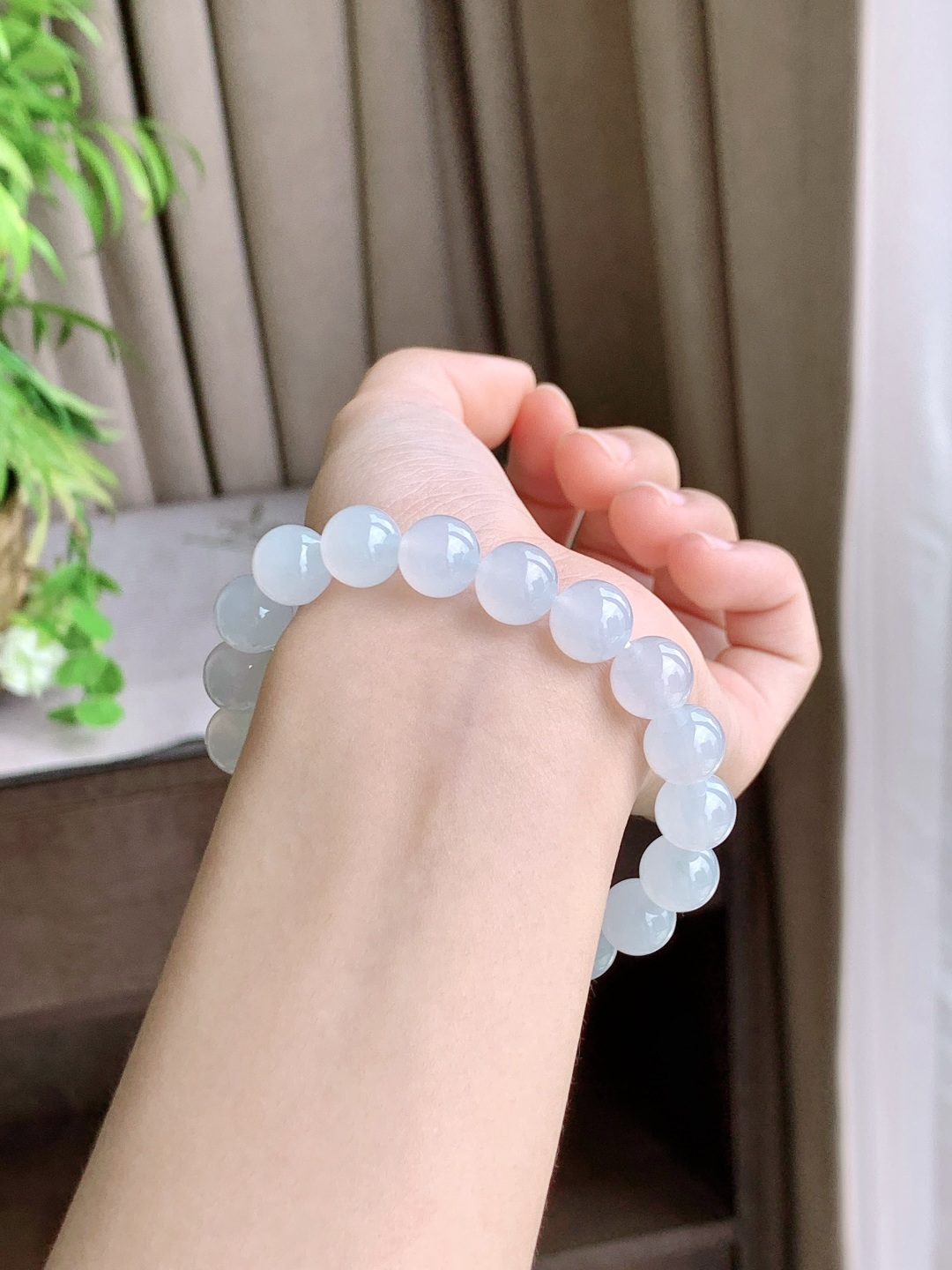 白冰手串圆珠子手串,性比高 白月光