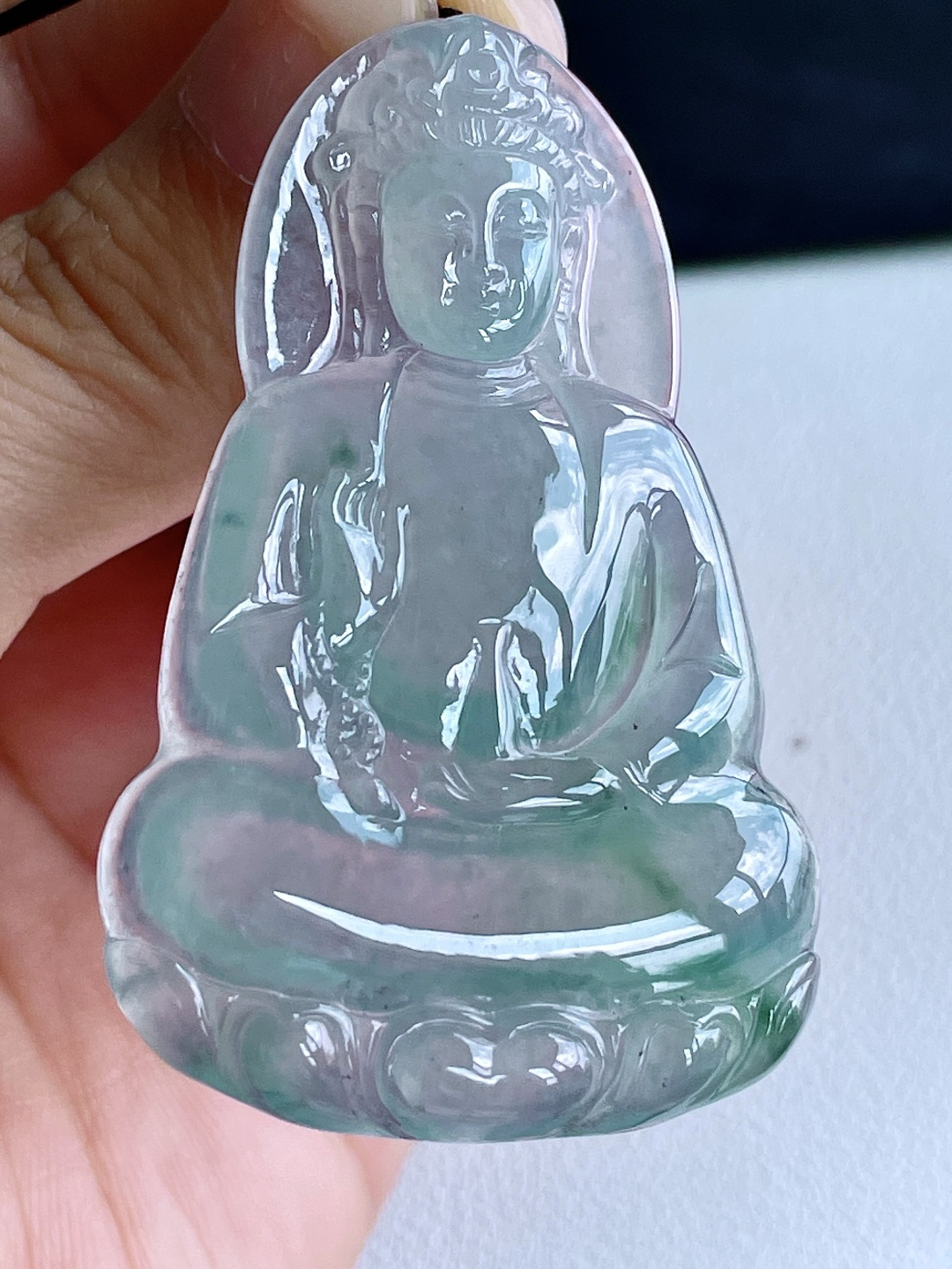 冰飘绿花观音大素衣观音吊坠,缅料,无裂,性比高,飘花,尺寸56.6-35.5-5.5,重量20克