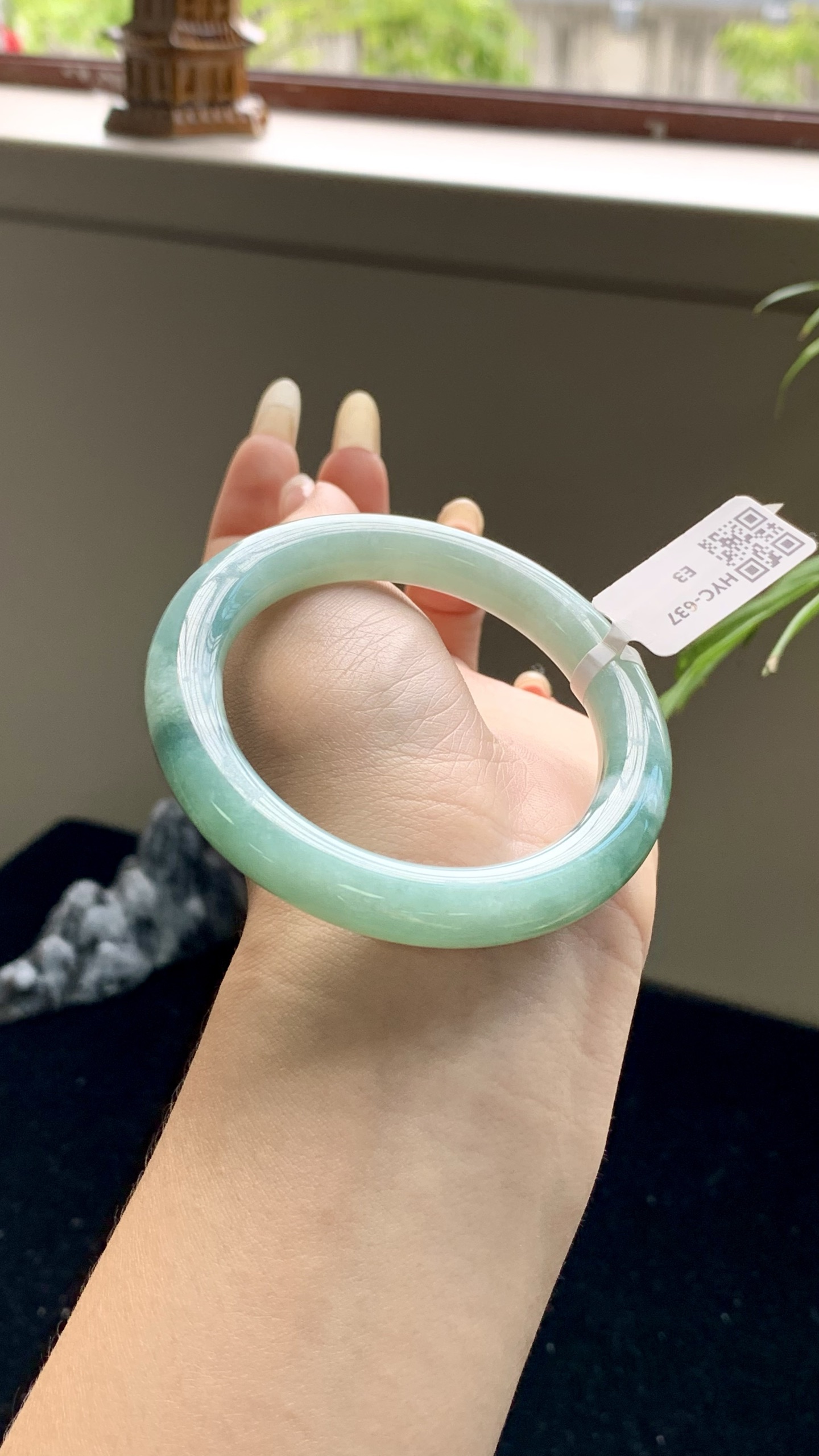 湖水绿飘花圆条成品 HYC-637 尺寸：52-8.5-10