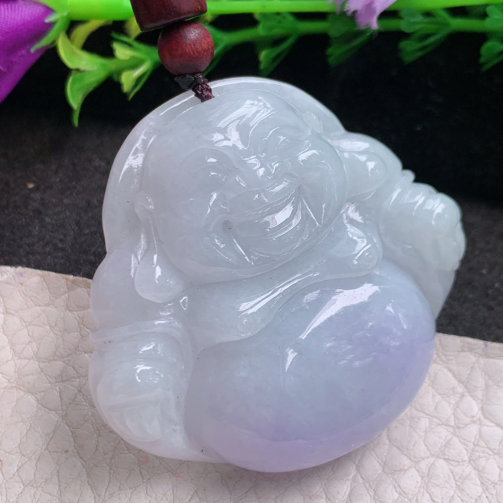 zen实拍45.3*50*12.5缅甸翡翠高品质紫罗兰饱满大平安扣 玉扣玉吊坠