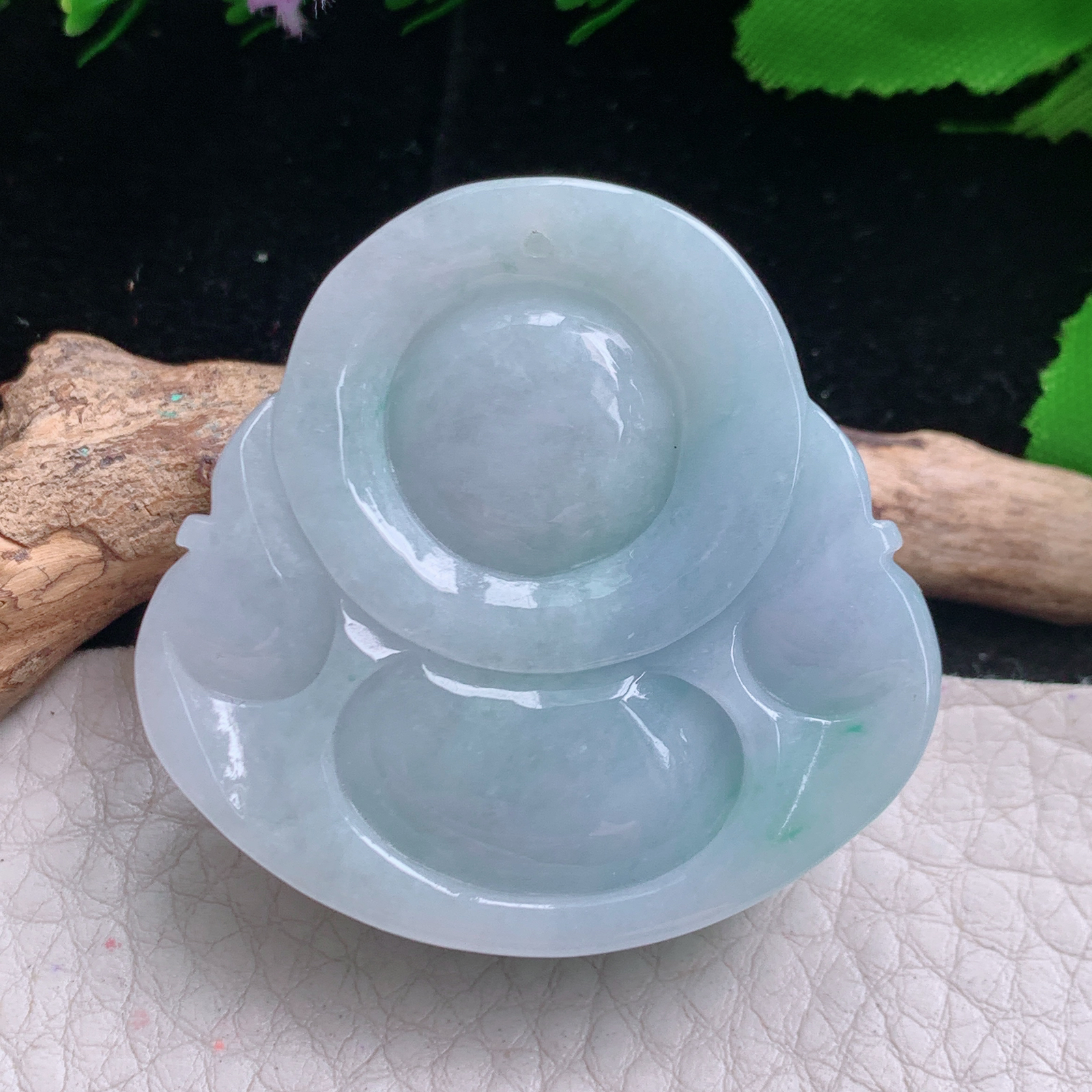 zen实拍41*42.8*12.6缅甸翡翠高品质饱满飘花佛公 开心佛玉吊坠