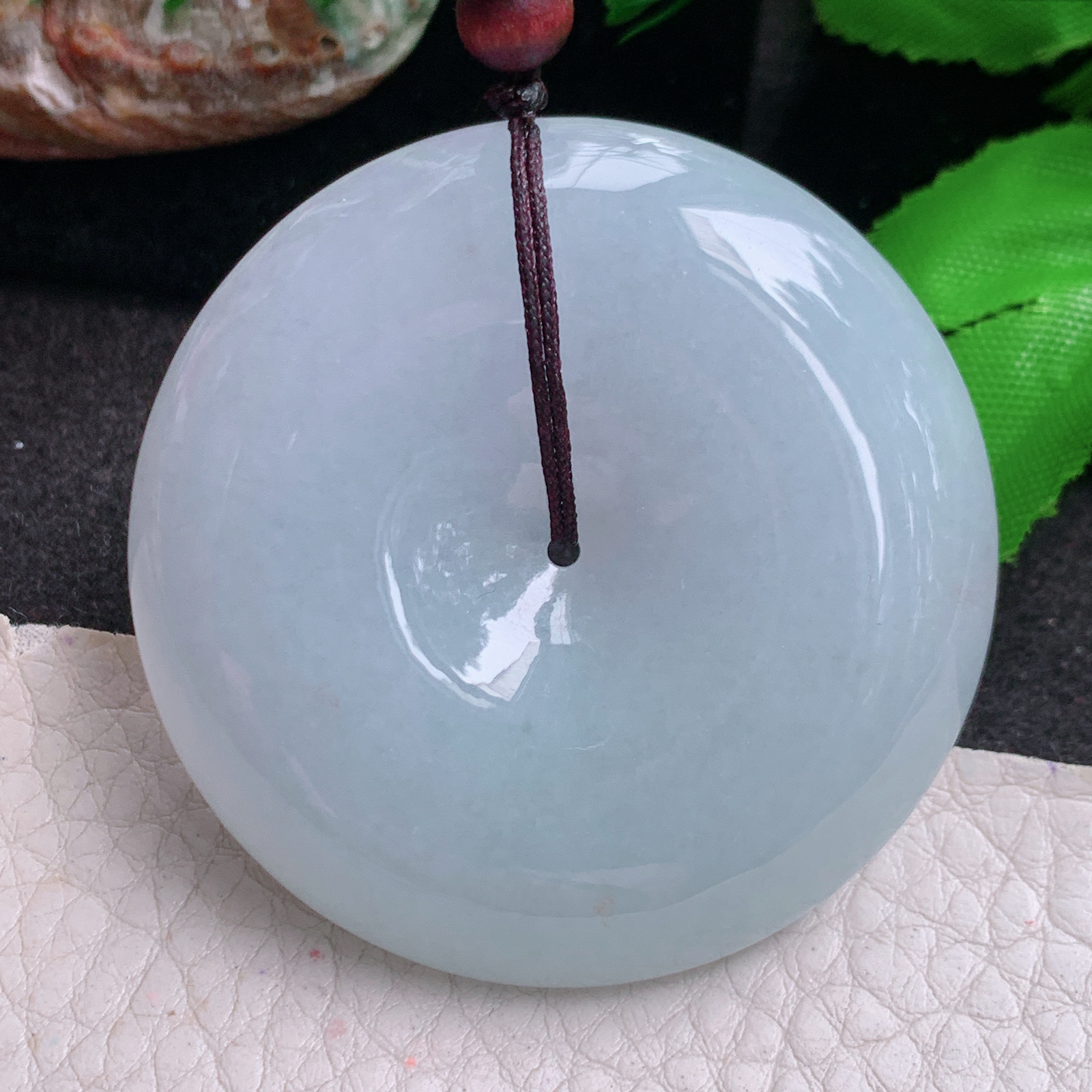 zen实拍49.6*11.8缅甸翡翠高品质饱满大平安扣 大玉扣玉吊坠