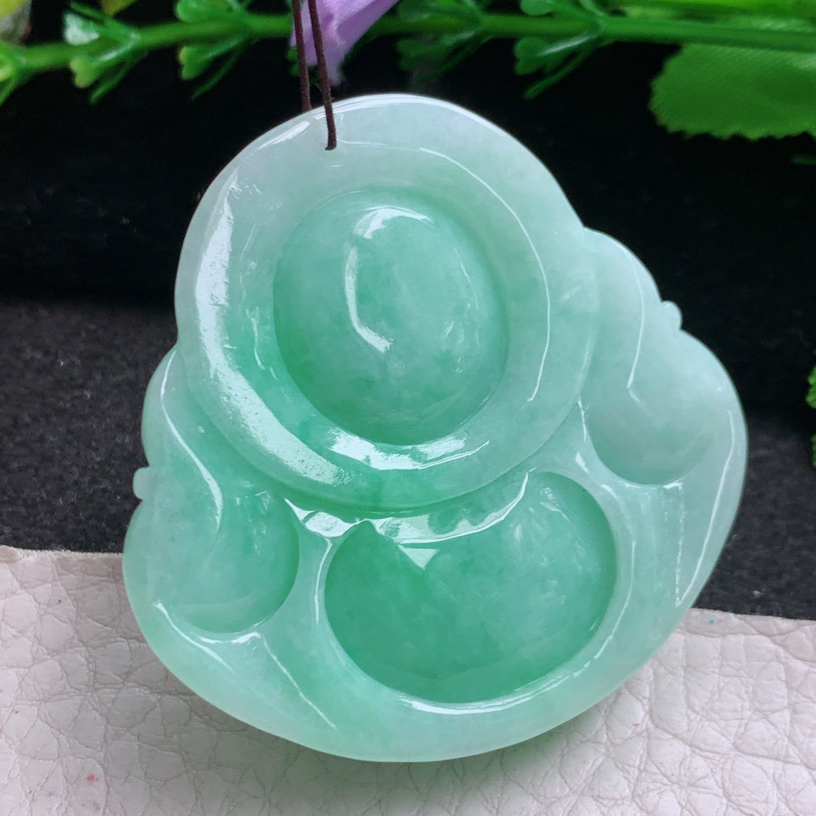 zen实拍47*47*12.8缅甸翡翠高品质饱满满绿大佛公 开心佛玉吊坠