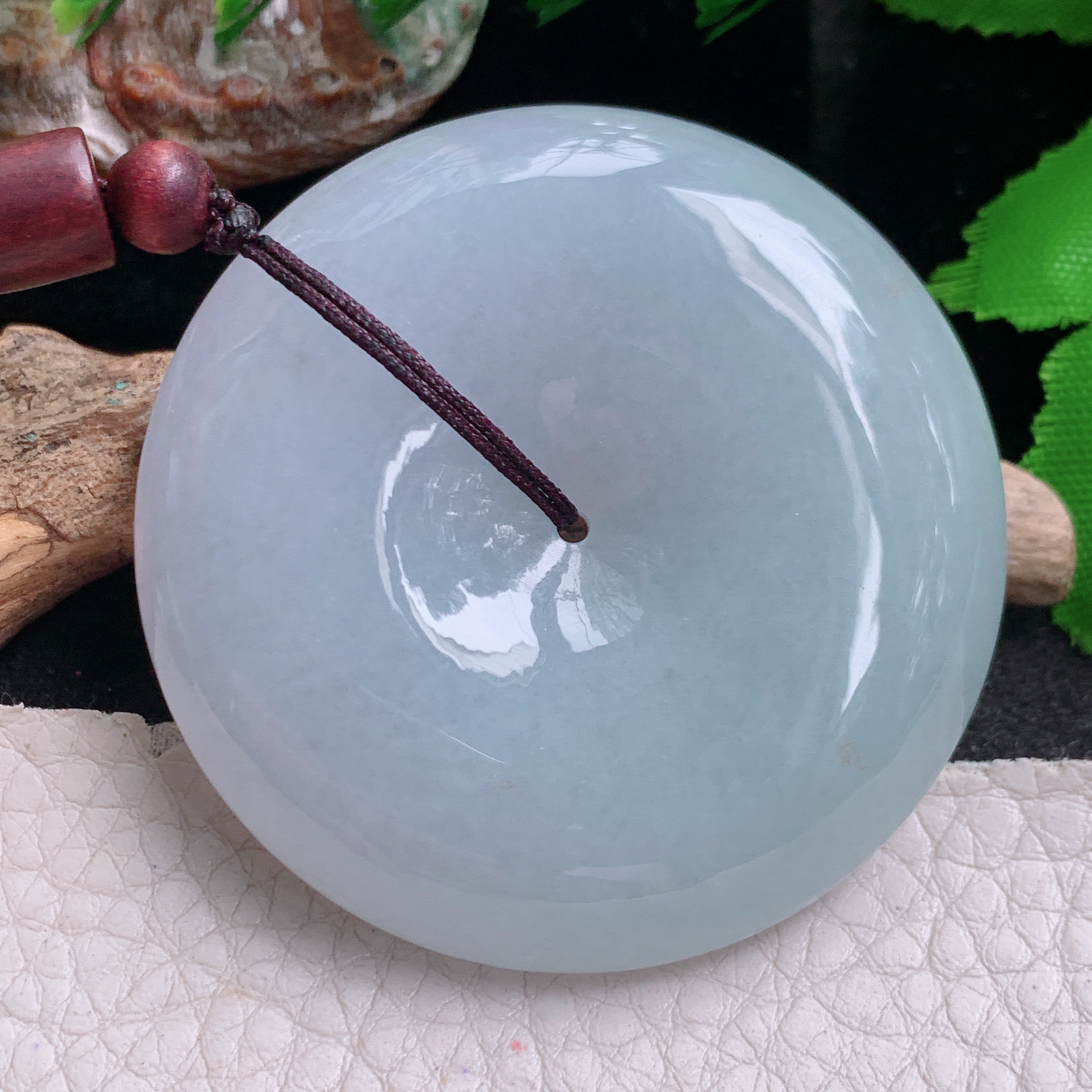zen实拍49.6*11.8缅甸翡翠高品质饱满大平安扣 大玉扣玉吊坠