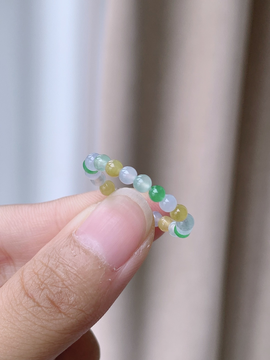 珠子冰多宝戒圈圆珠珠子戒圈指环,性比高,尺寸3.4mm,圈口17号,重量1.4克