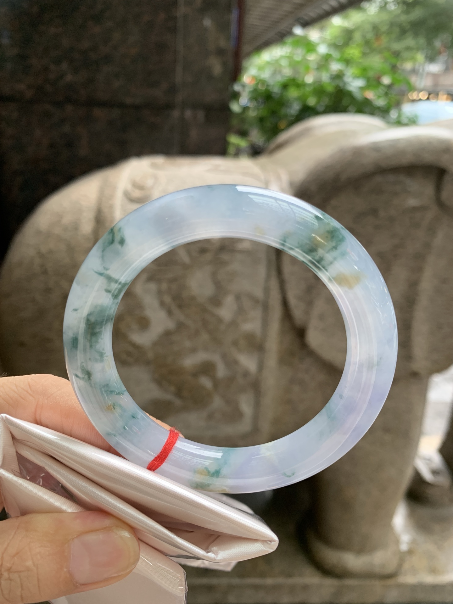 莫奈/三彩圆条, 0827-HN1425, 打灯细纹，不影响