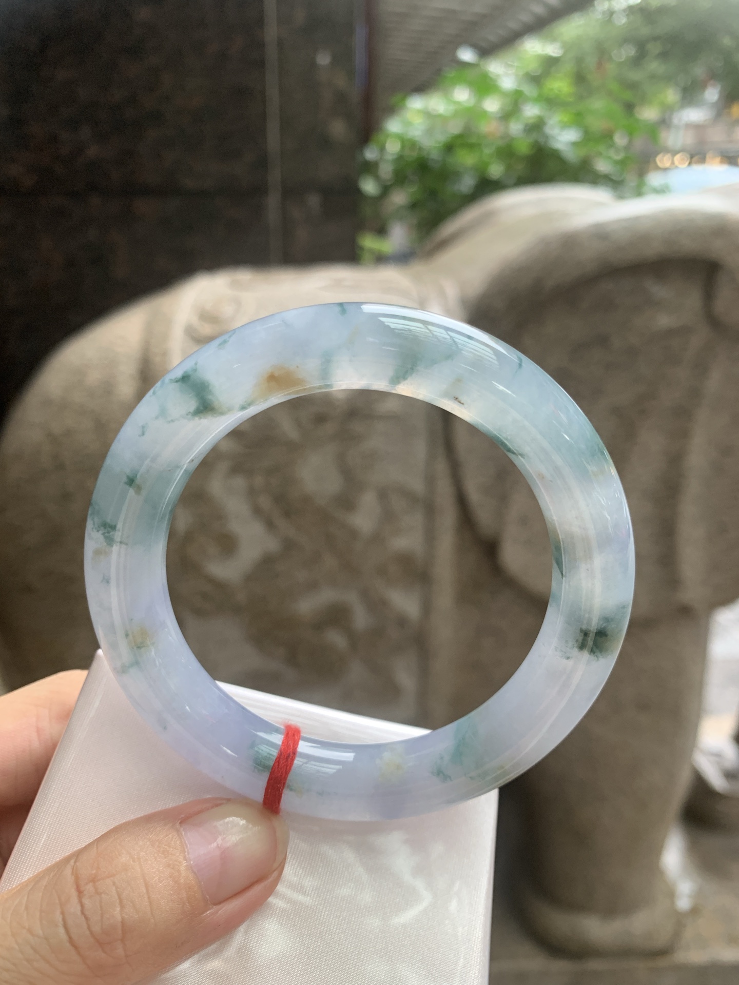 莫奈/三彩圆条, 0827-HN1425, 打灯细纹，不影响