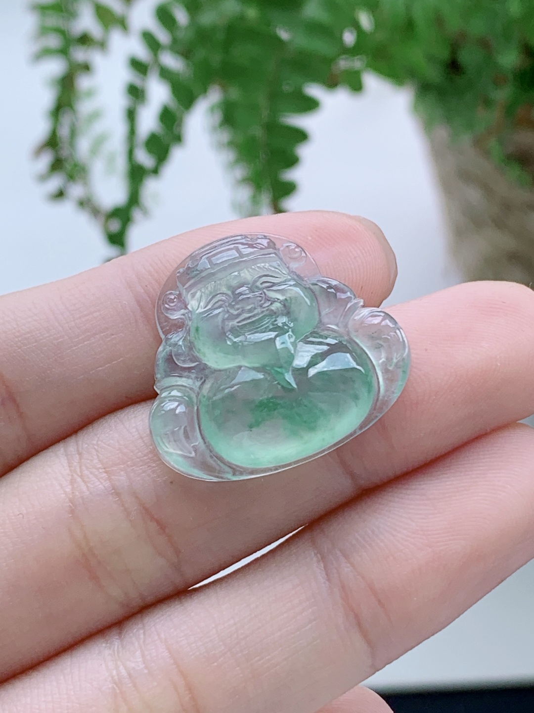 冰飘绿花财神爷吊坠,性比高,飘晴绿,飘花,厚装,尺寸23-25-6,重量5.2克