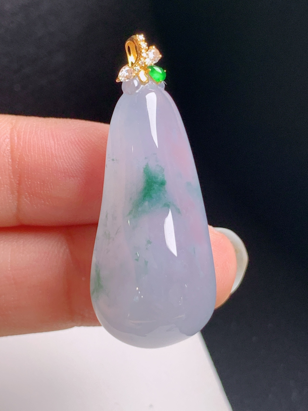 冰飘花福瓜吊坠，紫韵清新，翠色飘逸，饱满圆润，080826