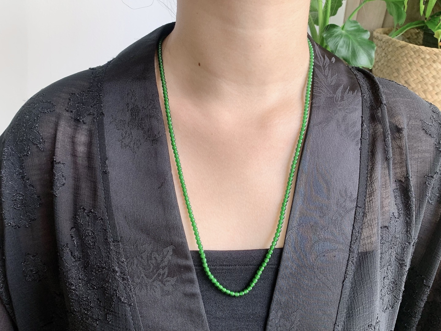 珠子冰辣绿珠链小米珠圆珠珠子珠串, 性比高 长串, 尺寸3.3mm 30cm, 重量14.7克