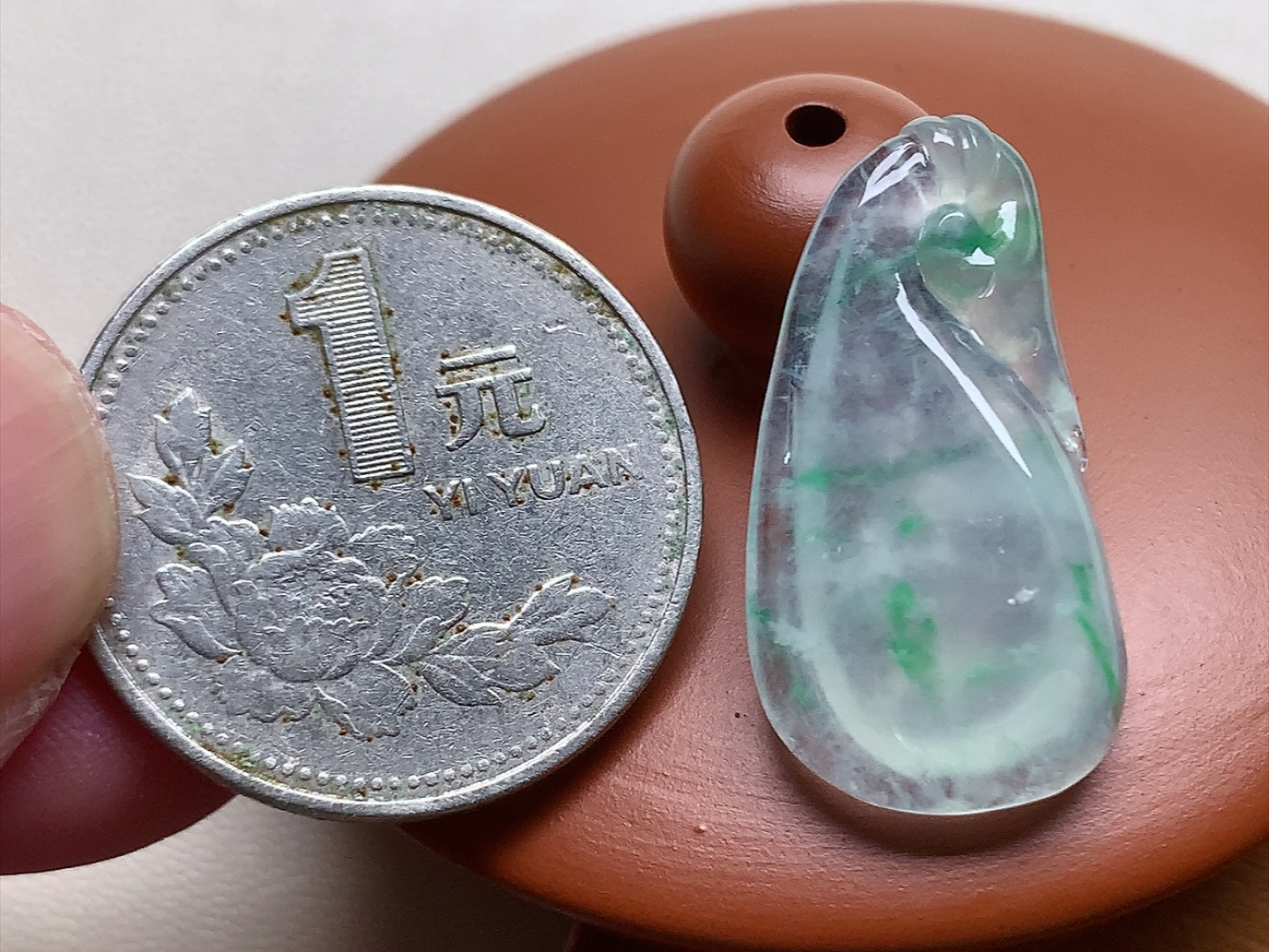 冰种飘色福袋 色泽漂亮，种水，尺寸27*14*5.4