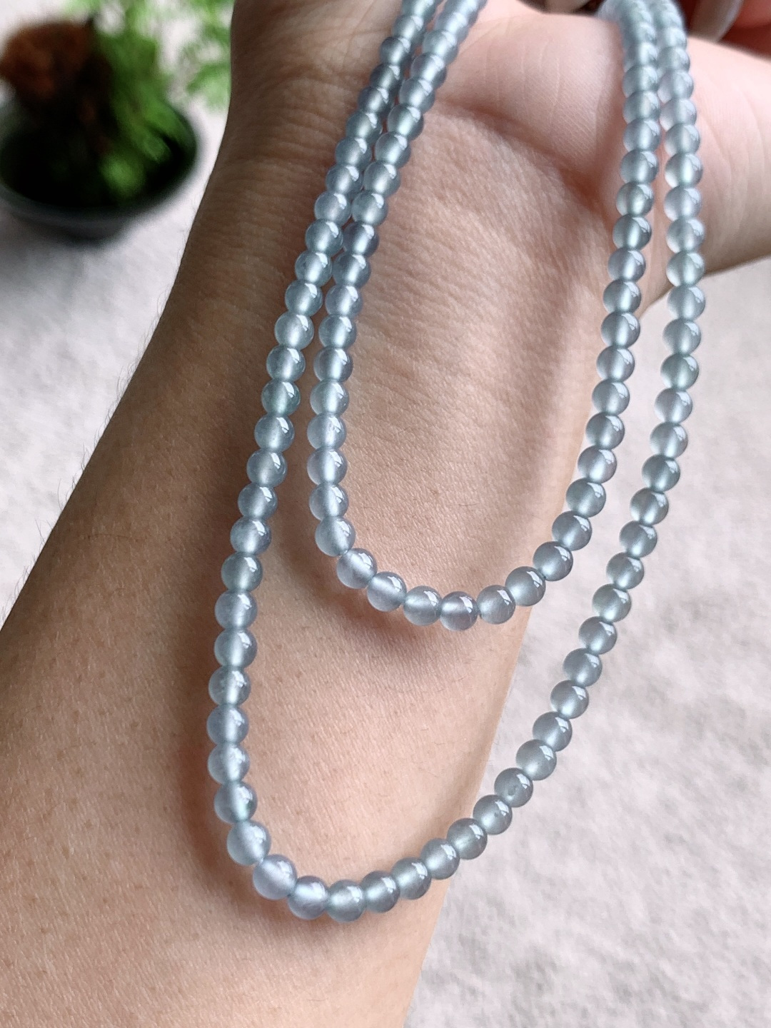 珠子冰晴水珠链圆珠子珠链,性比高,尺寸3.8mm，31cm,重量17.2克