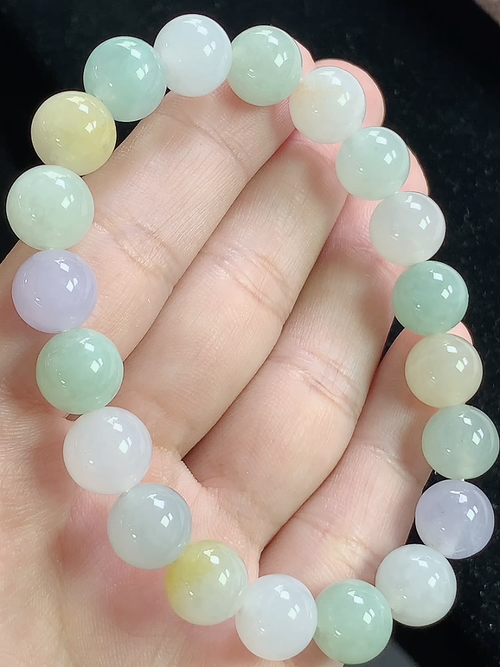 多彩玉珠手串，尺寸9.7mm，D28rzd