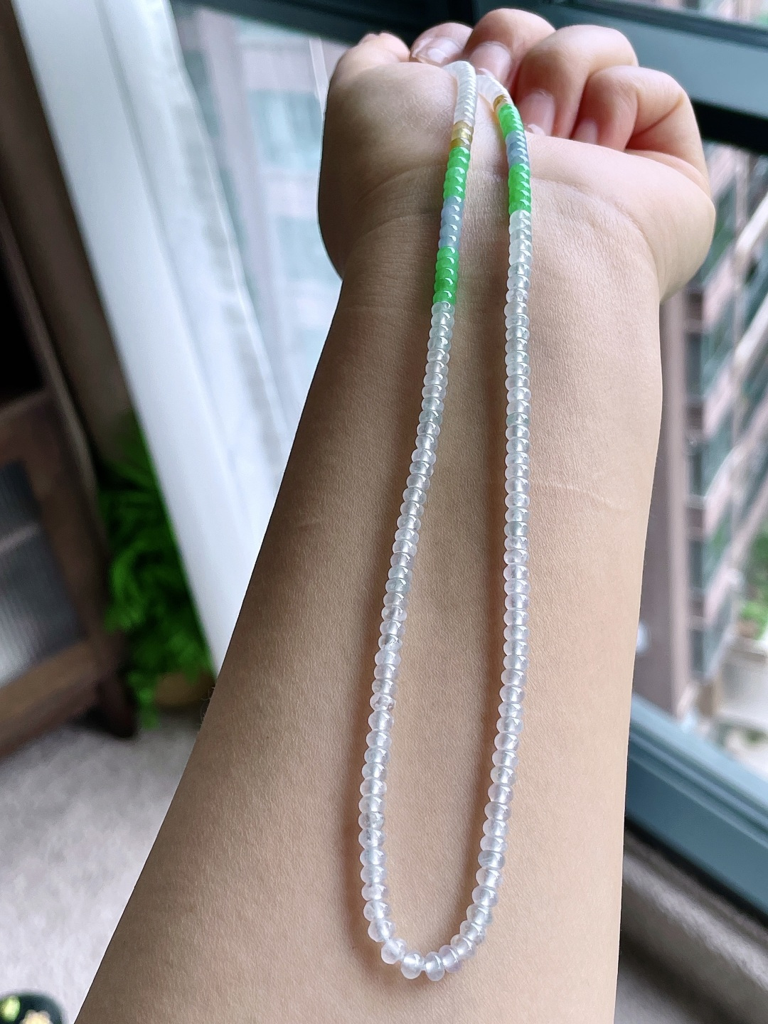珠子冰多宝珠链算盘珠珠子珠链,性比高,尺寸3.9-2.2mm，37cm,重量22克
