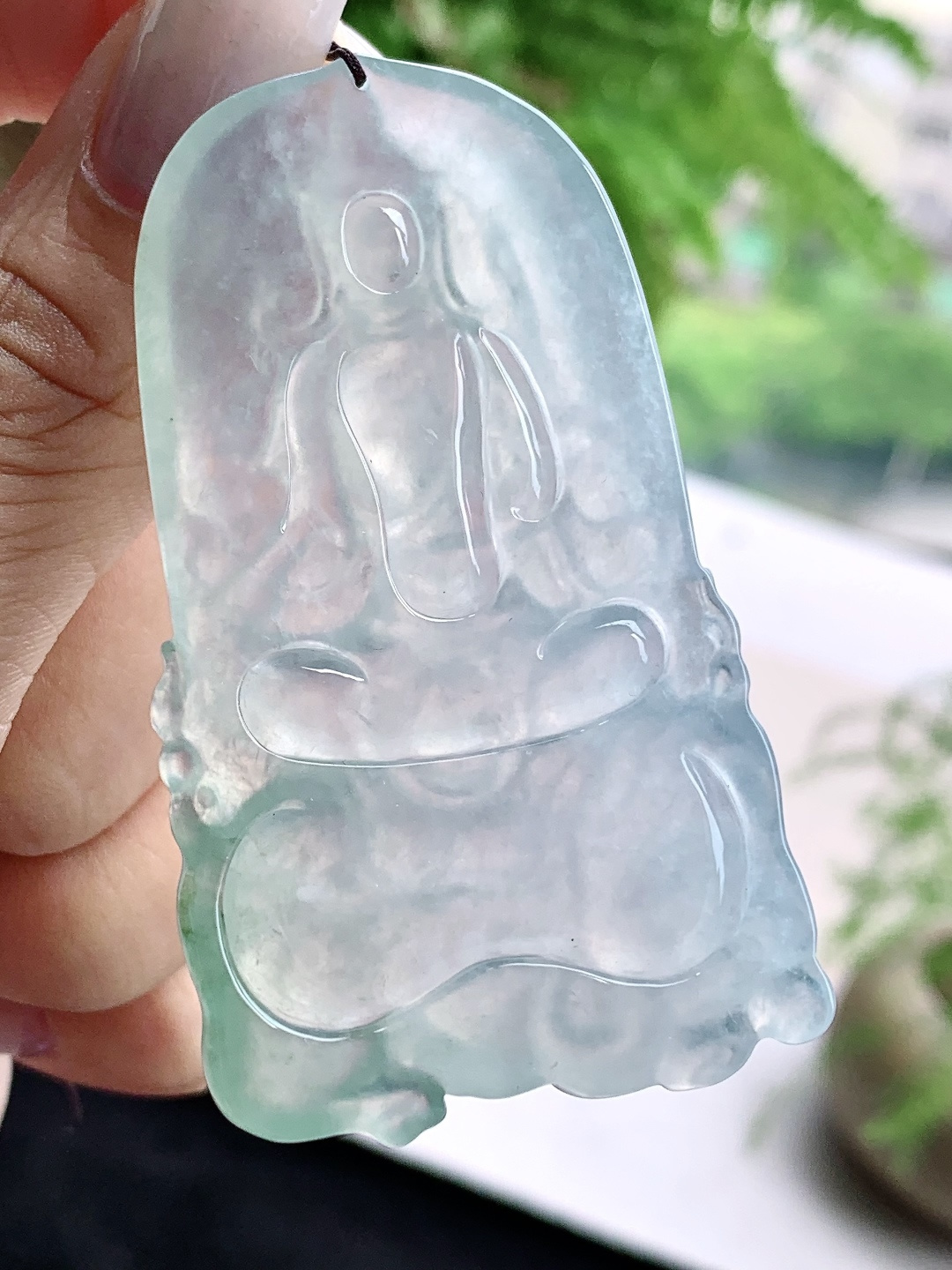 ️冰种普贤菩萨牌吊坠,说明性比高,尺寸61.7-36.4-5.8,重量28克