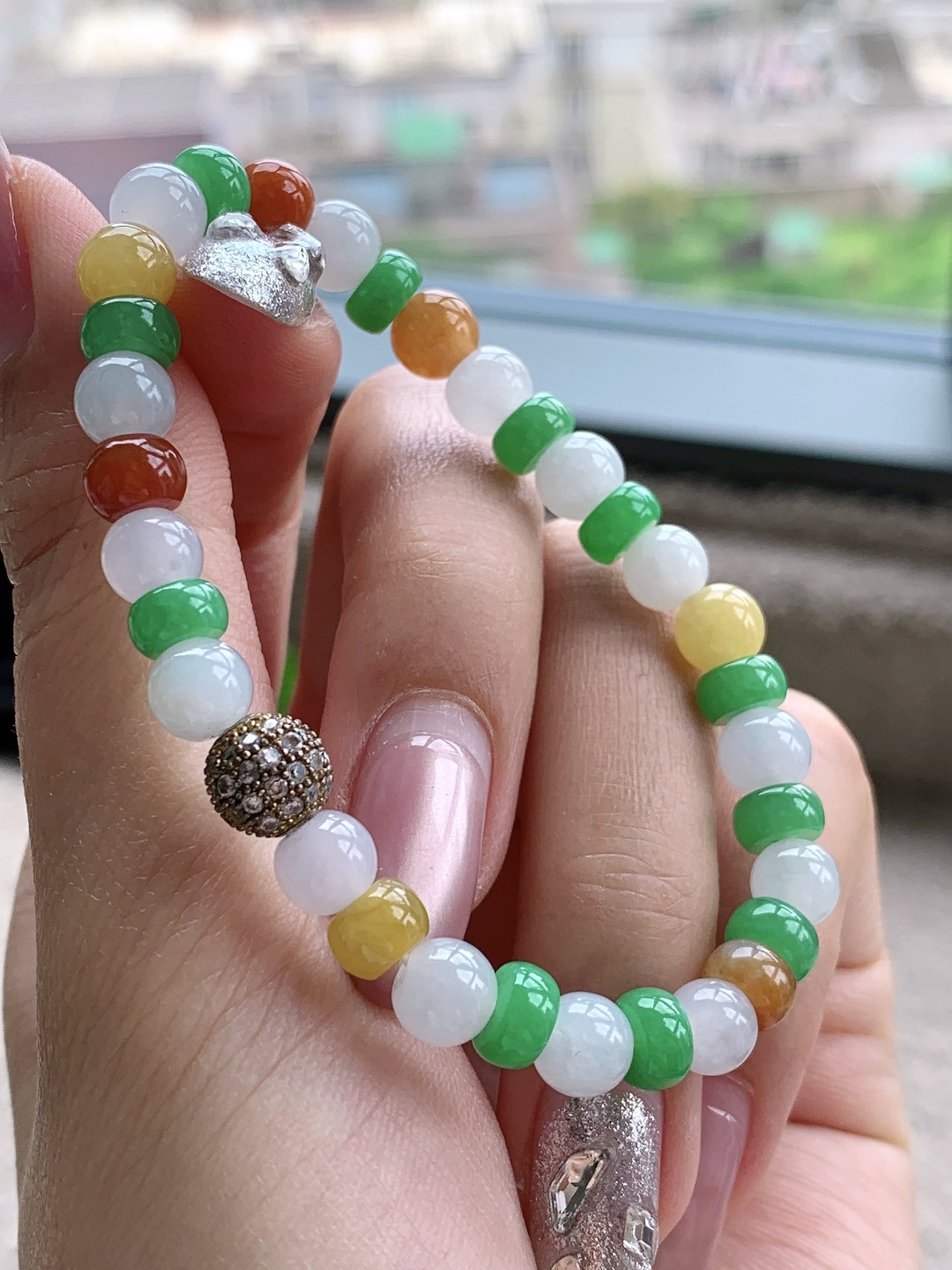 珠子冰多宝手串圆珠子手串算盘珠手串,说明缅料性比高,尺寸6.5mm,重量14.5克