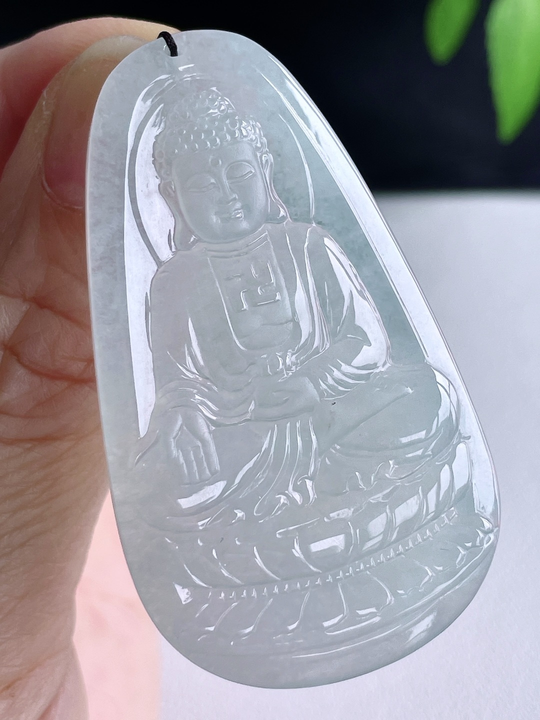 白冰阿弥陀佛牌吊坠,缅料,无裂,性比高,尺寸55.2-32-5,重量20克