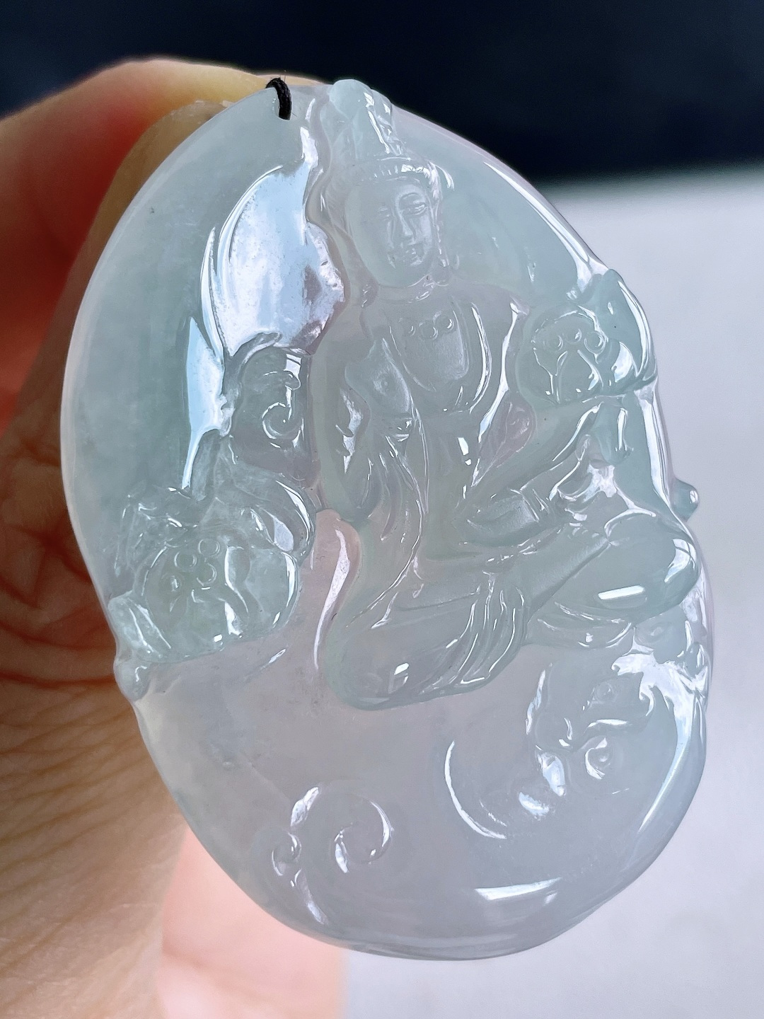 糯冰晴水大势至菩萨持莲观音牌吊坠,性比高