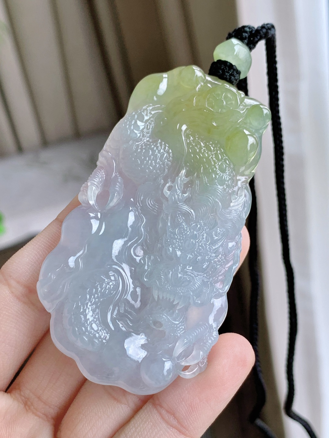 冰飘黄翡大龙牌吊坠,性比高,超厚