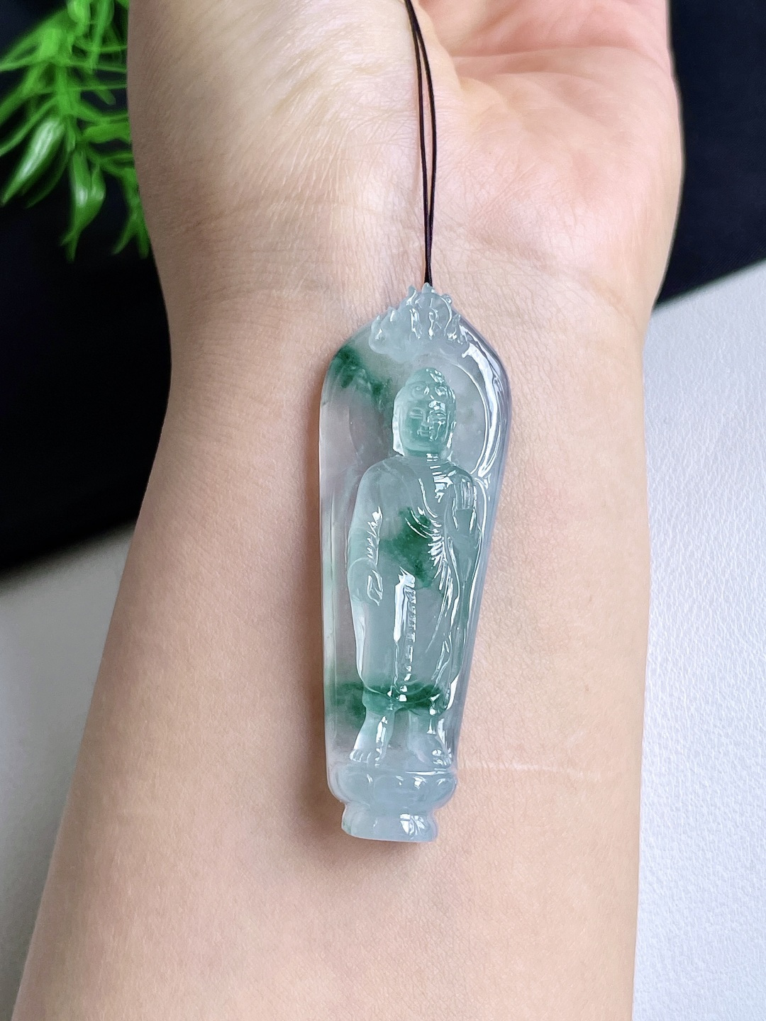 高冰飘花阿弥陀佛牌子吊坠,性比高 立体超厚