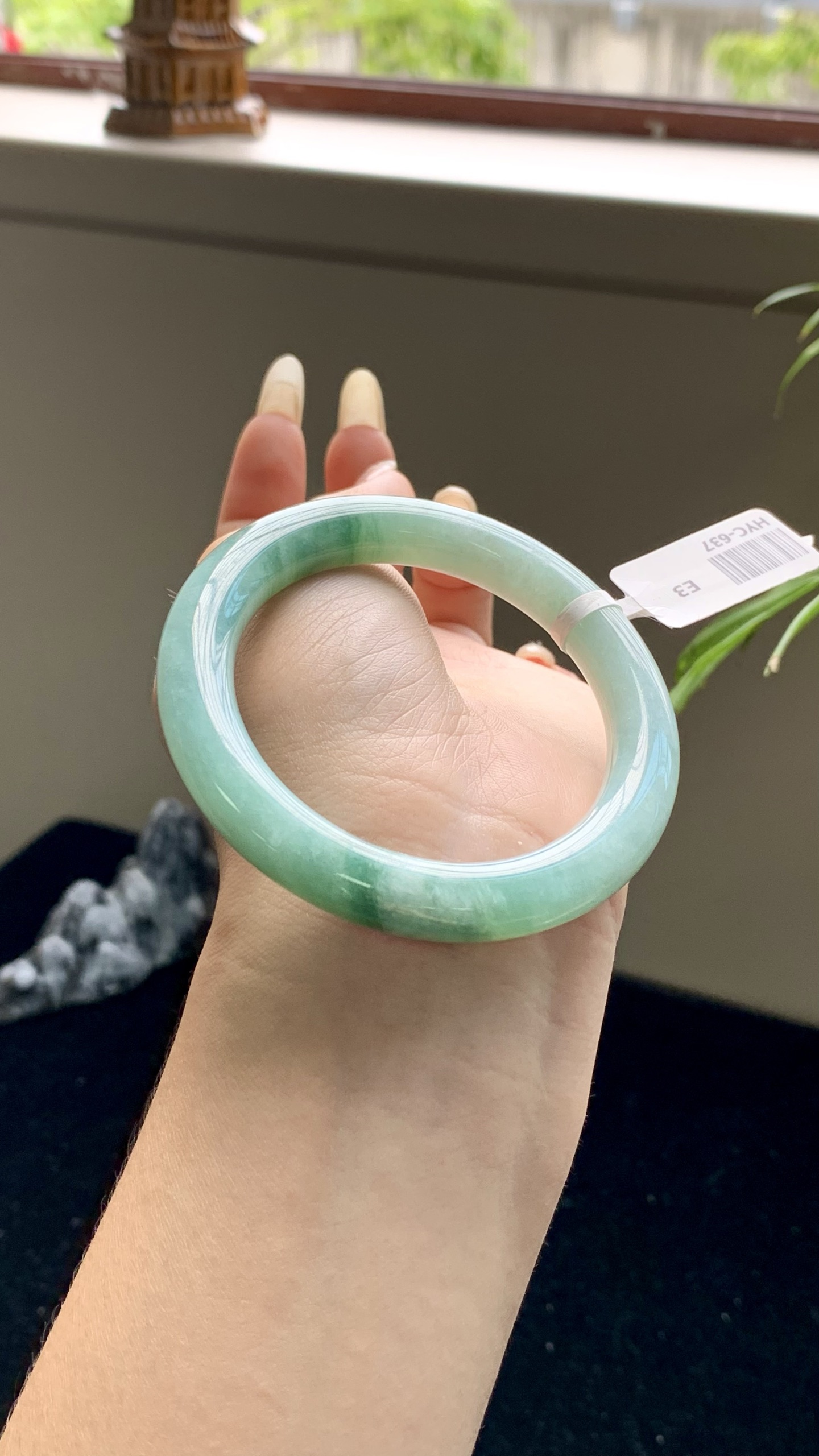 湖水绿飘花圆条成品 HYC-637 尺寸：52-8.5-10