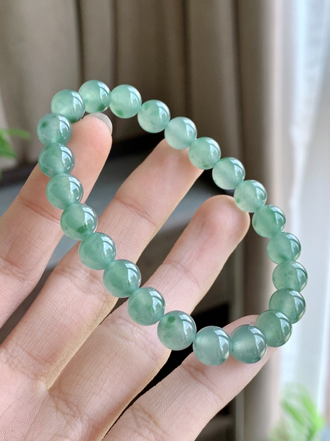 珠子冰晴水飘花手链圆珠子手链,性比高,尺寸7.7mm,重量20克