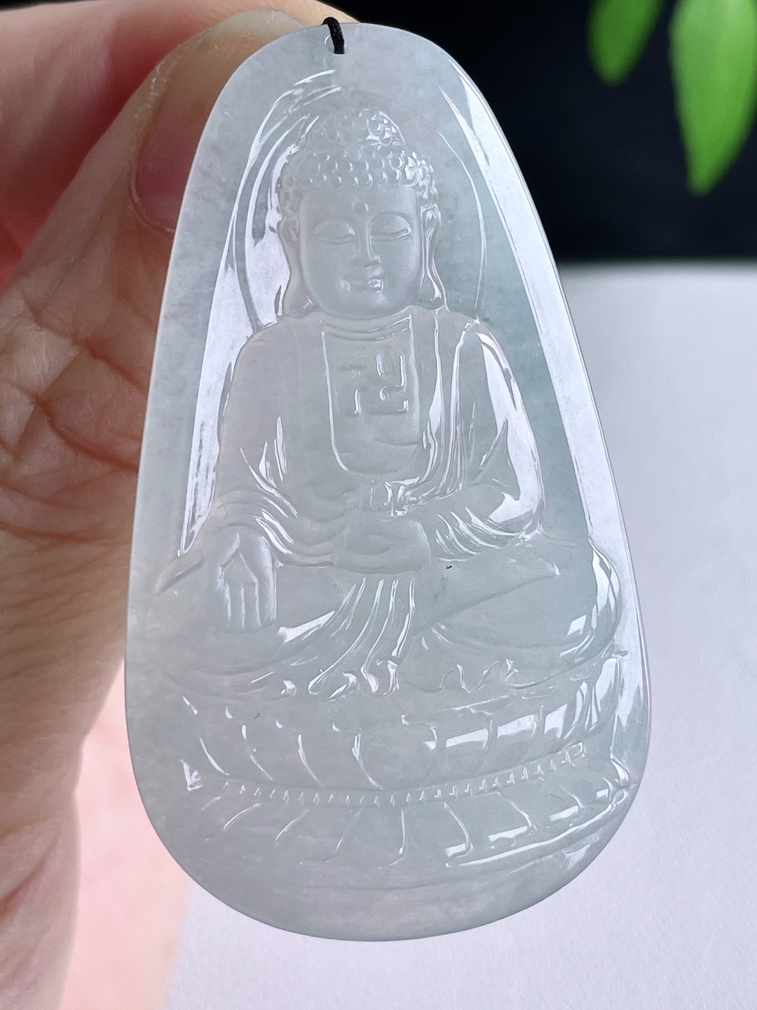 白冰阿弥陀佛牌吊坠,缅料,无裂,性比高,尺寸55.2-32-5,重量20克