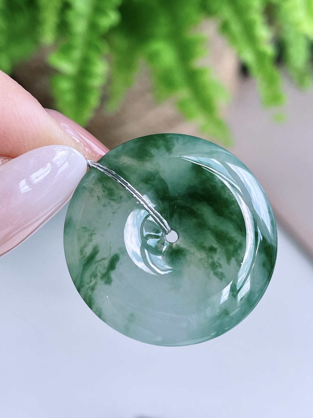 糯冰飘花平安扣吊坠,说明,性比高,尺寸27.4-5.8,重量8.8克