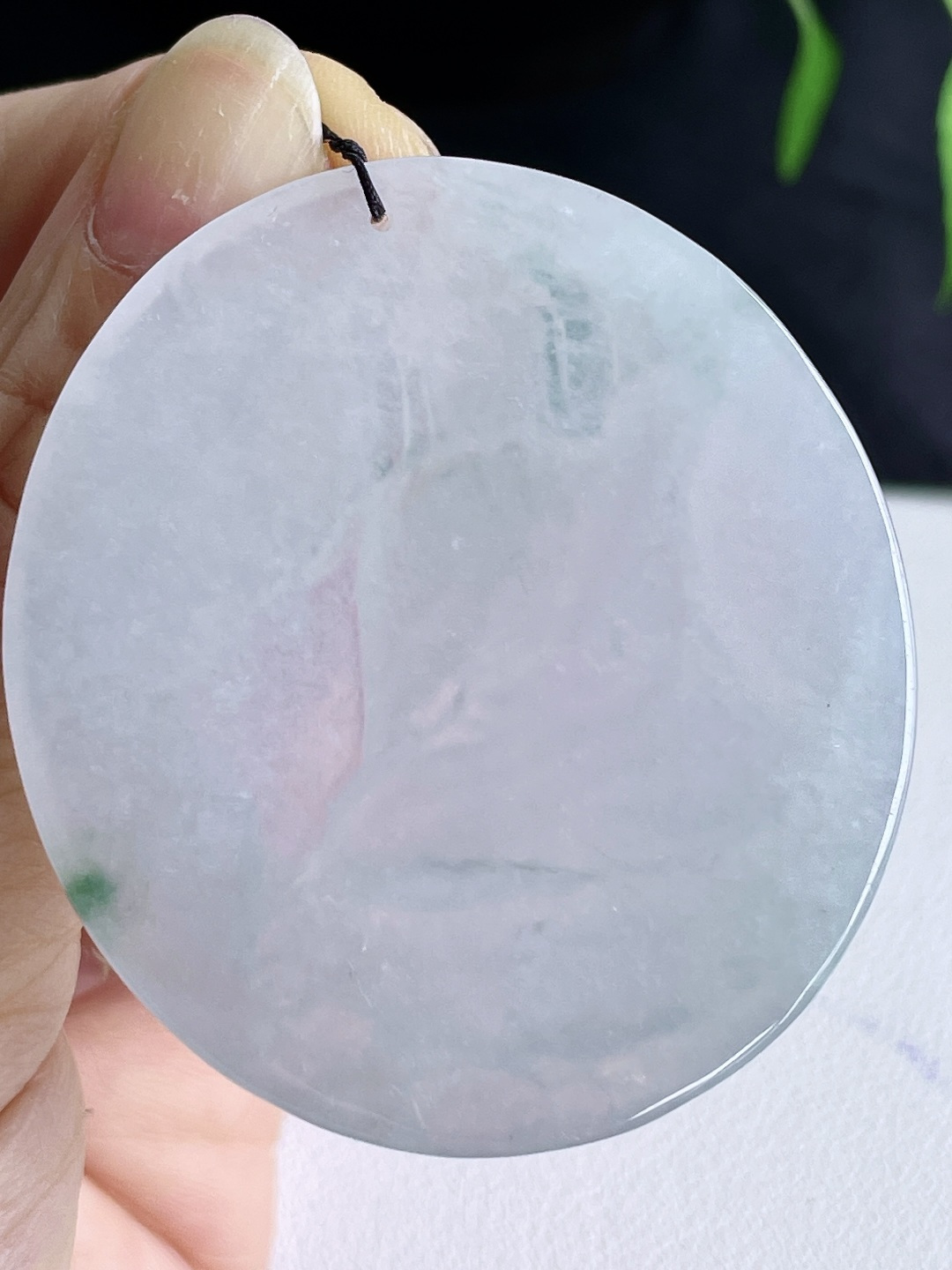 白冰飘花文殊菩萨牌吊坠,缅料,无裂,性比高,尺寸52.8-48-5.3,重量27.8克