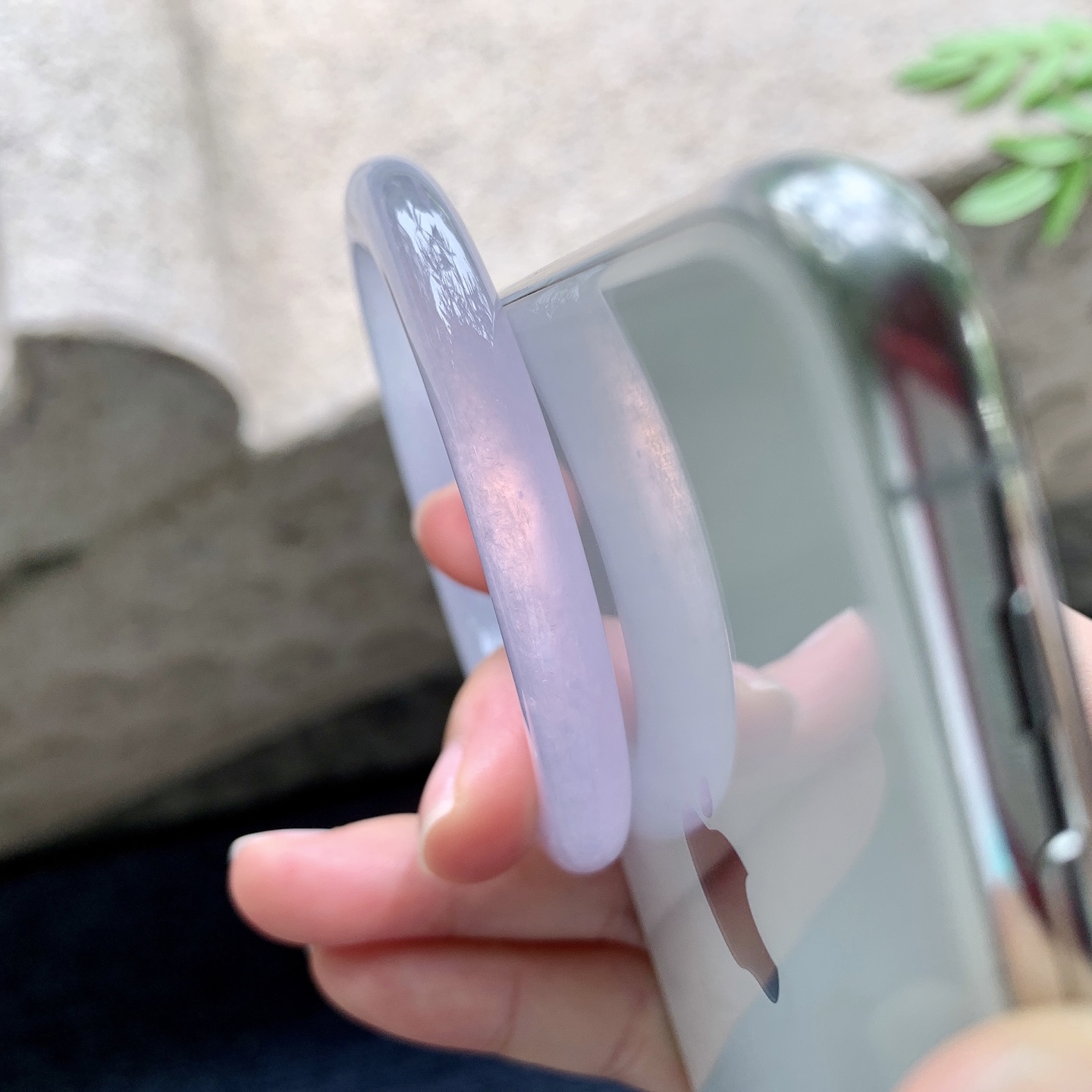 圆条53 54,圈口54.4/7.6/9,编码GJ082938,冰粉紫，清透，水润，种老，细腻，打灯有棉线