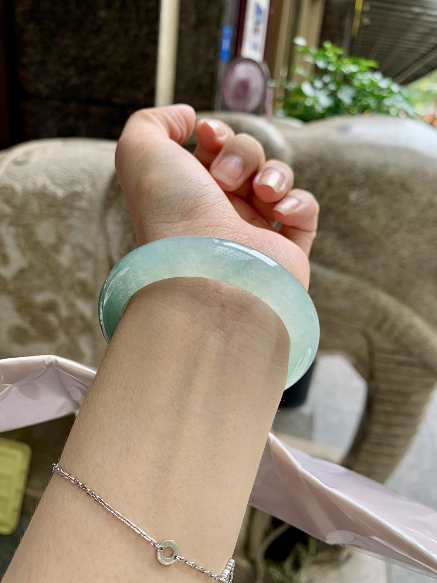 冰飘绿花正圈,0828-N1437,打灯细纹，不影响