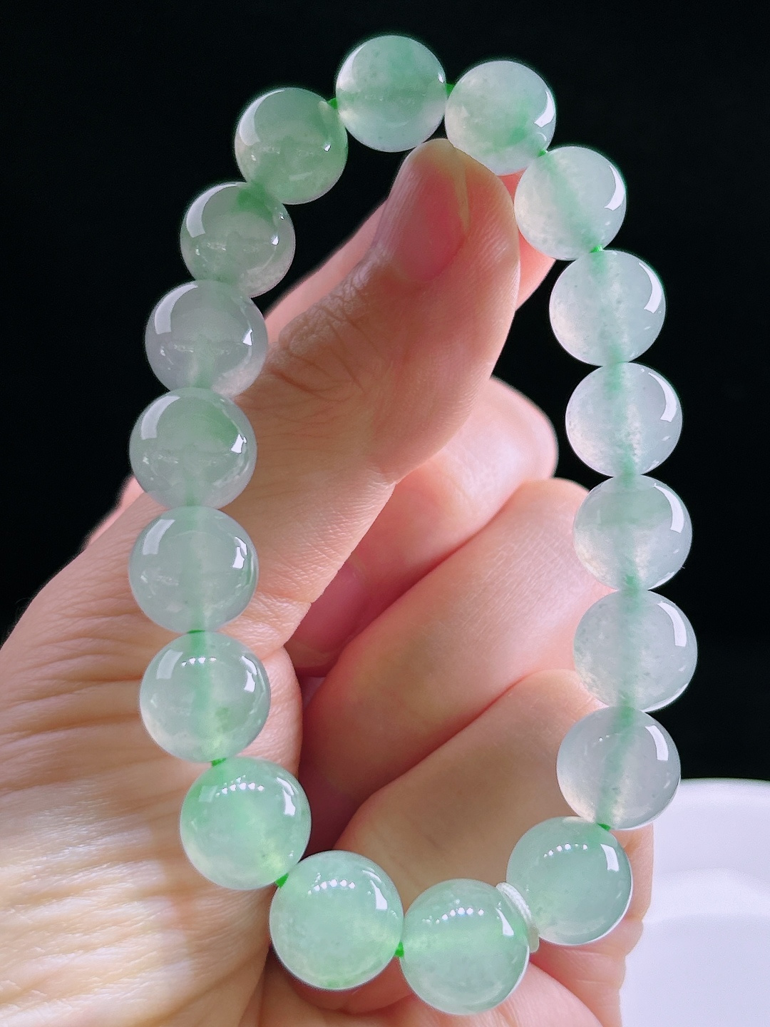 高冰手串，老种起光，细底通透，尺寸：11.3mm0828