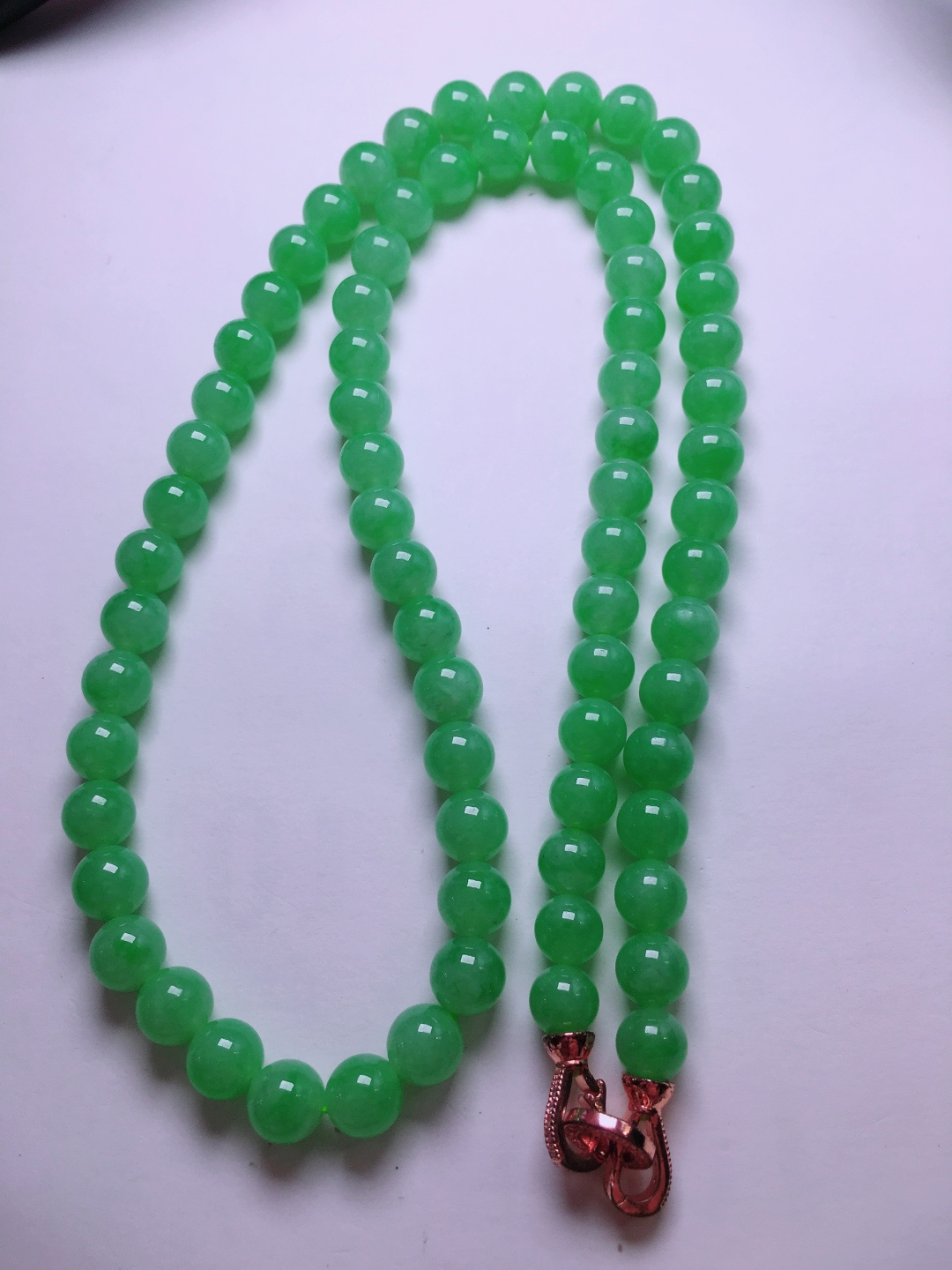 ️高冰绿珠子项链，晶莹剔透，新颖时尚，7.5-8.3