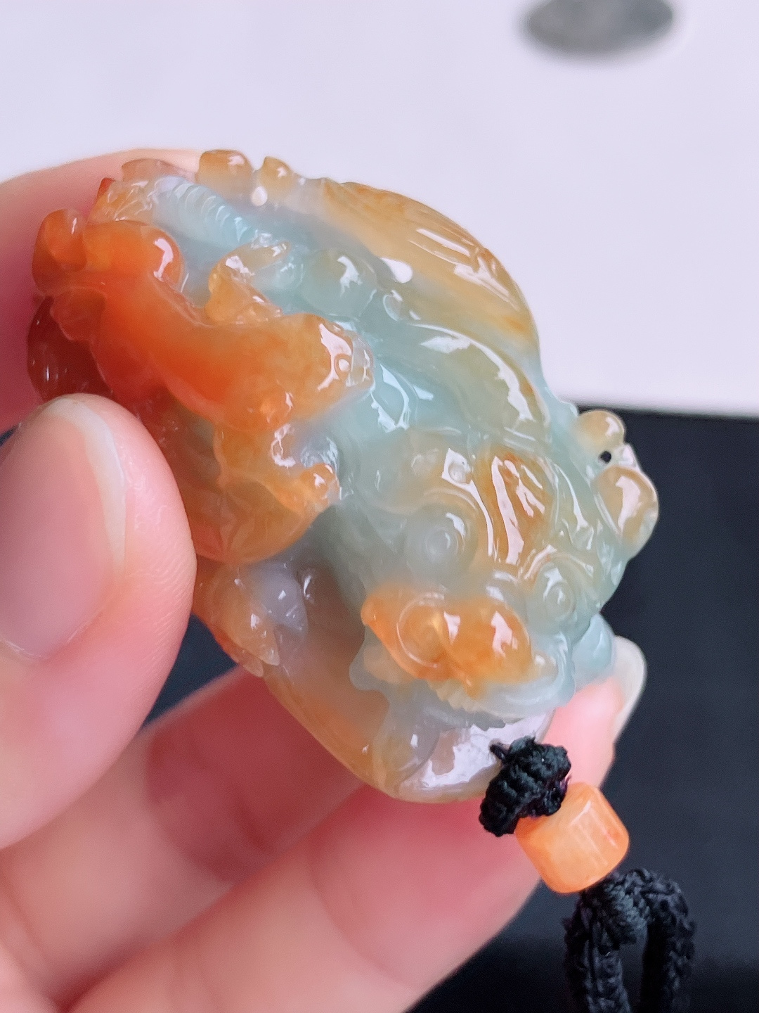 双彩大貔貅，饱满大气，尺寸49.3/27.6/18.6/自然光实拍