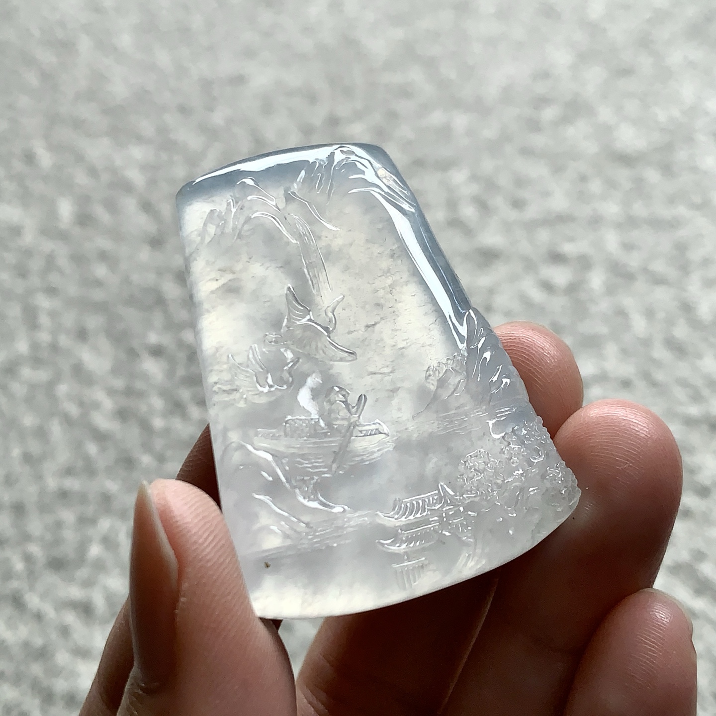 ️ 冰种山水牌，尺寸：45.4×33.8×5.2