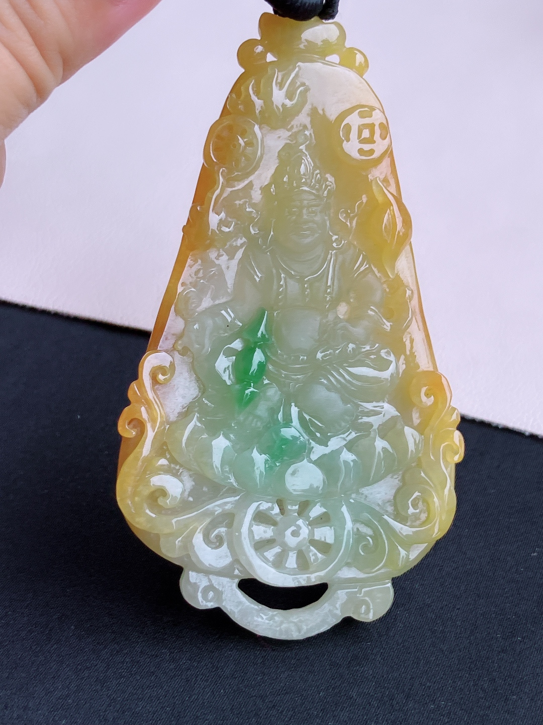 三彩黄财神，特色，尺寸73.8/43/7.8/自然光实拍