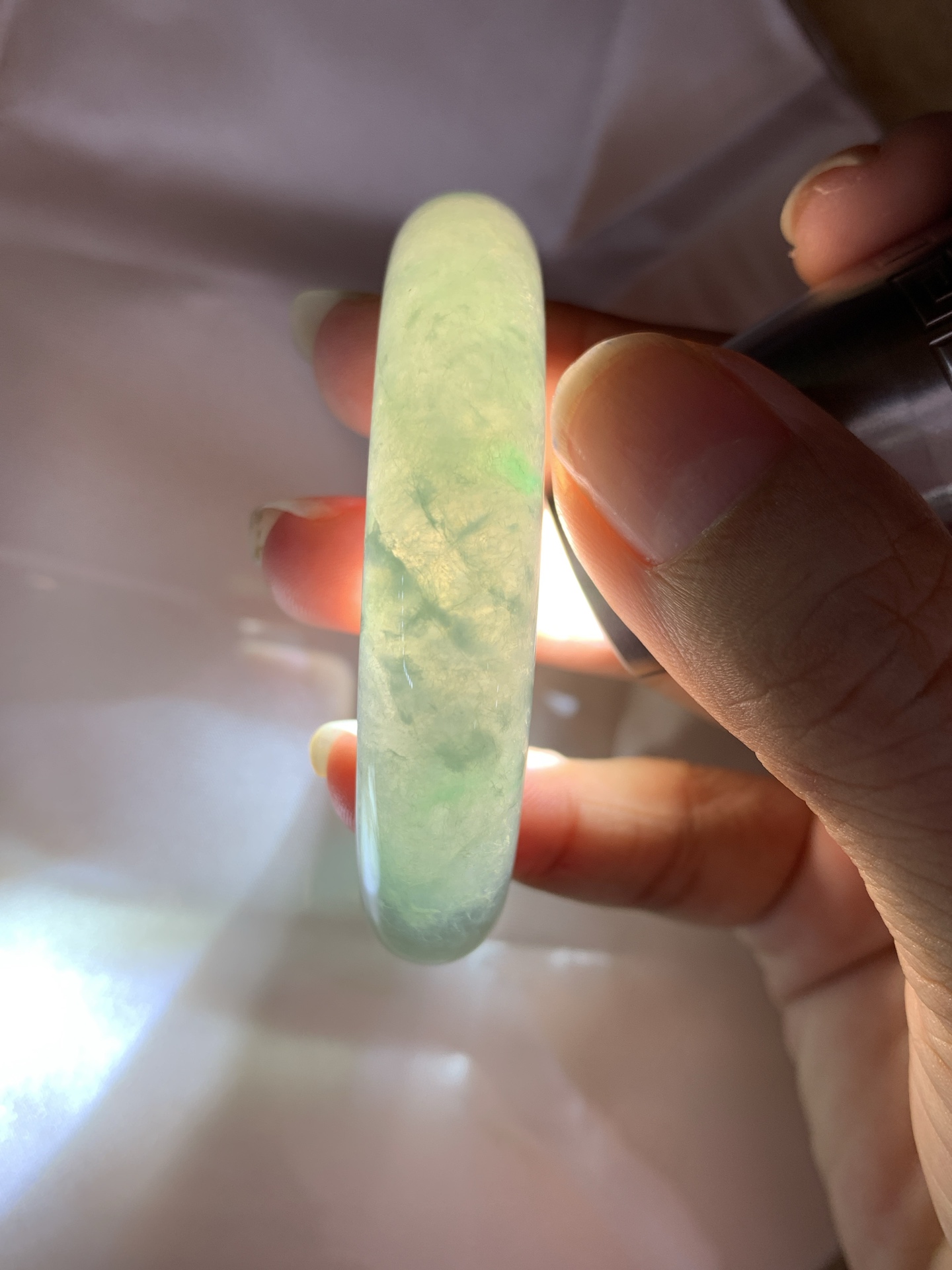冰飘绿花正圈,0828-N1437,打灯细纹，不影响