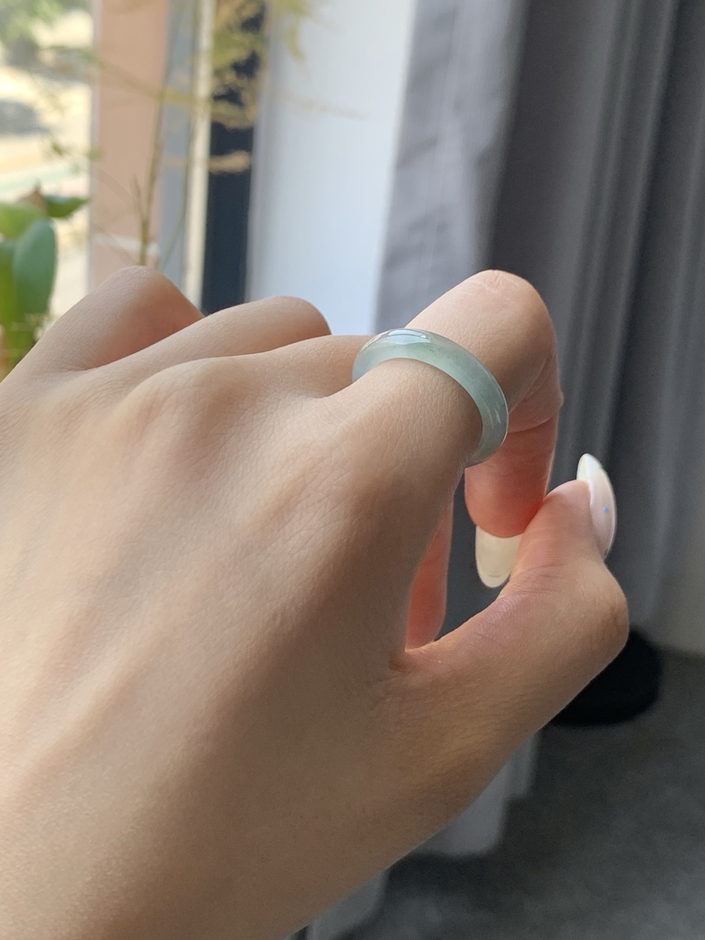 冰飘花戒圈,飘花飘逸,冰胶细腻,尺寸4.4-3.4,戒圈18【O1399BFG】