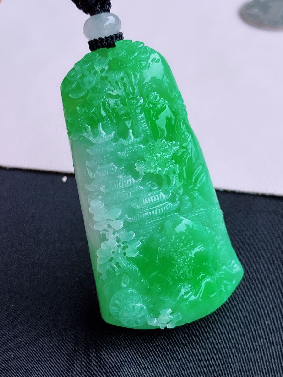 ️翠绿山水牌，意境美，尺寸56.8/30.8/10.3/自然光实拍