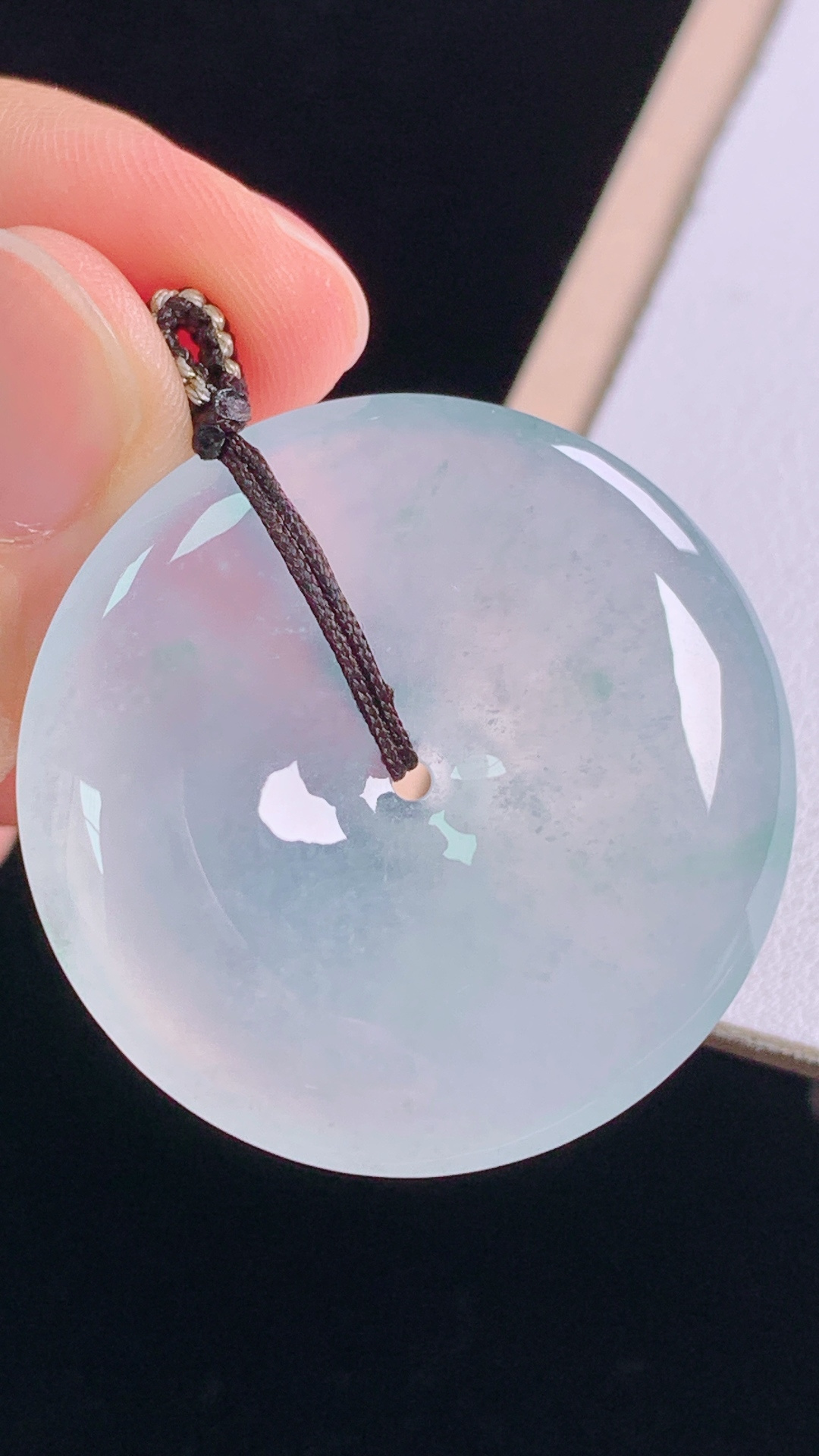 高冰平安扣,种水，晶莹剔透，无裂,尺寸:34.9-6.1mm