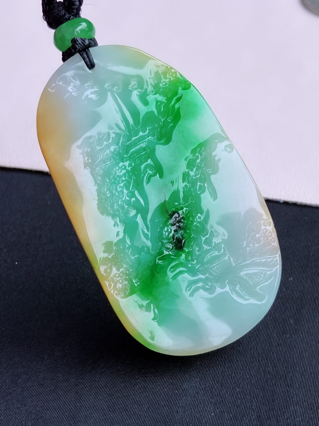 三彩山水牌，意境美，尺寸59.8/34.5/7.6/自然光实拍