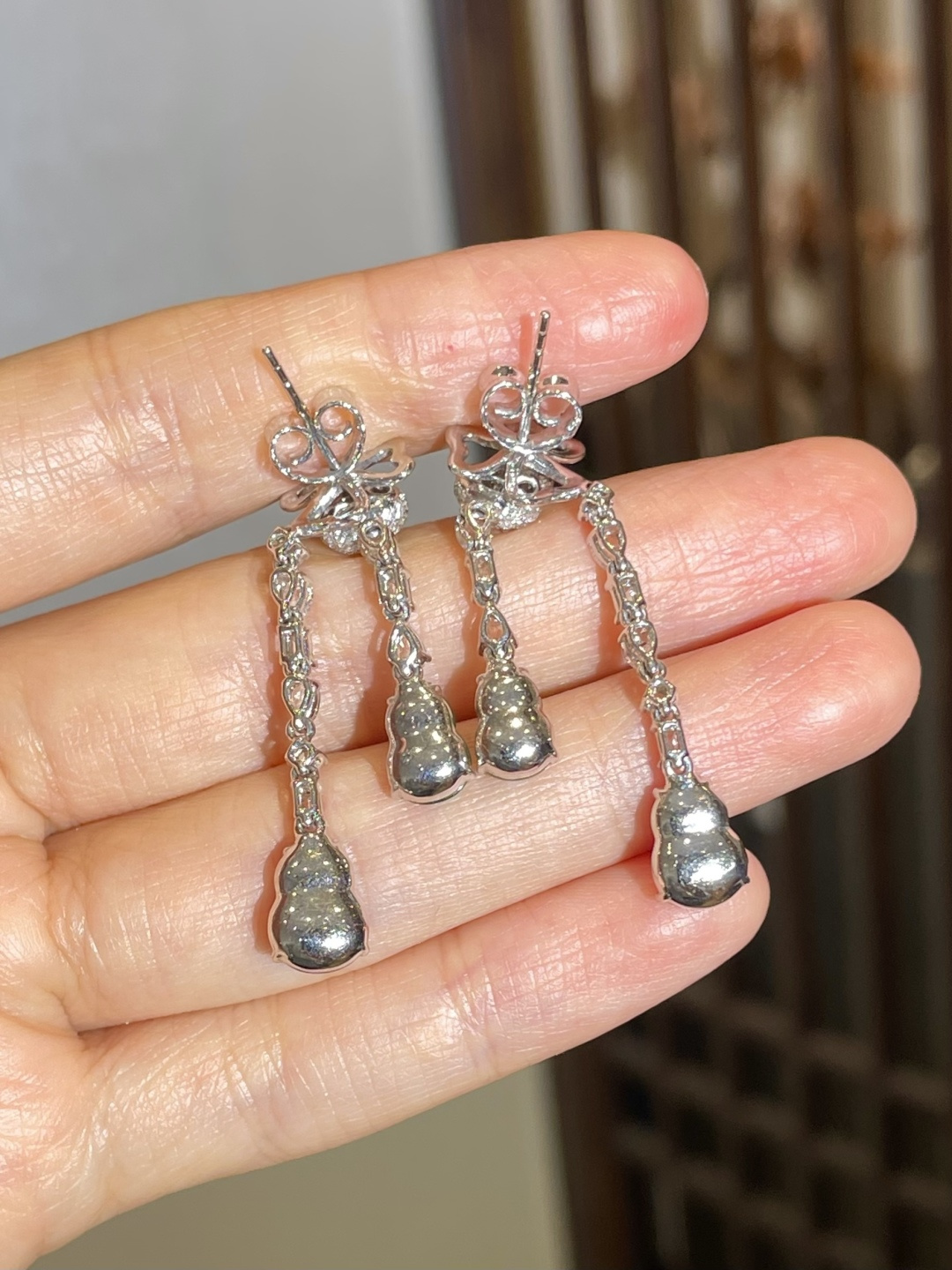 高冰种紫+绿葫芦多戴款，裸石：绿8.5*6*3.5mm，紫9.5*6.5*3.5mm，总长：40.5mm