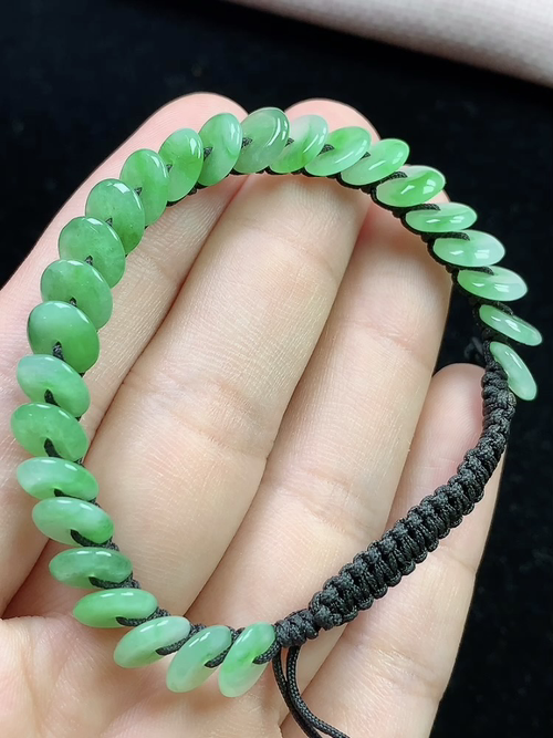 冰飘绿岁岁平安颗手串，尺寸7.9-1.8mm，Si15dk88
