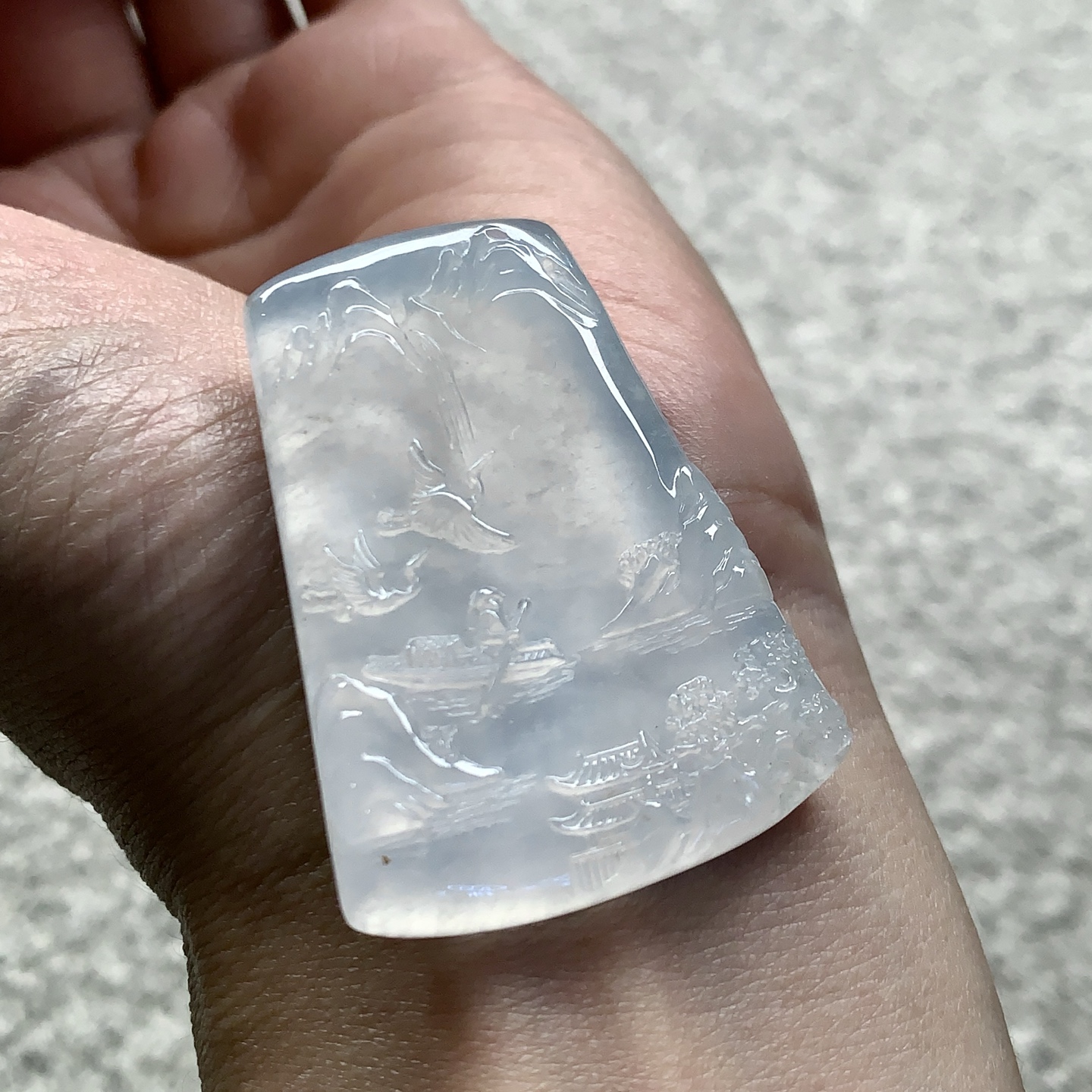 ️ 冰种山水牌，尺寸：45.4×33.8×5.2