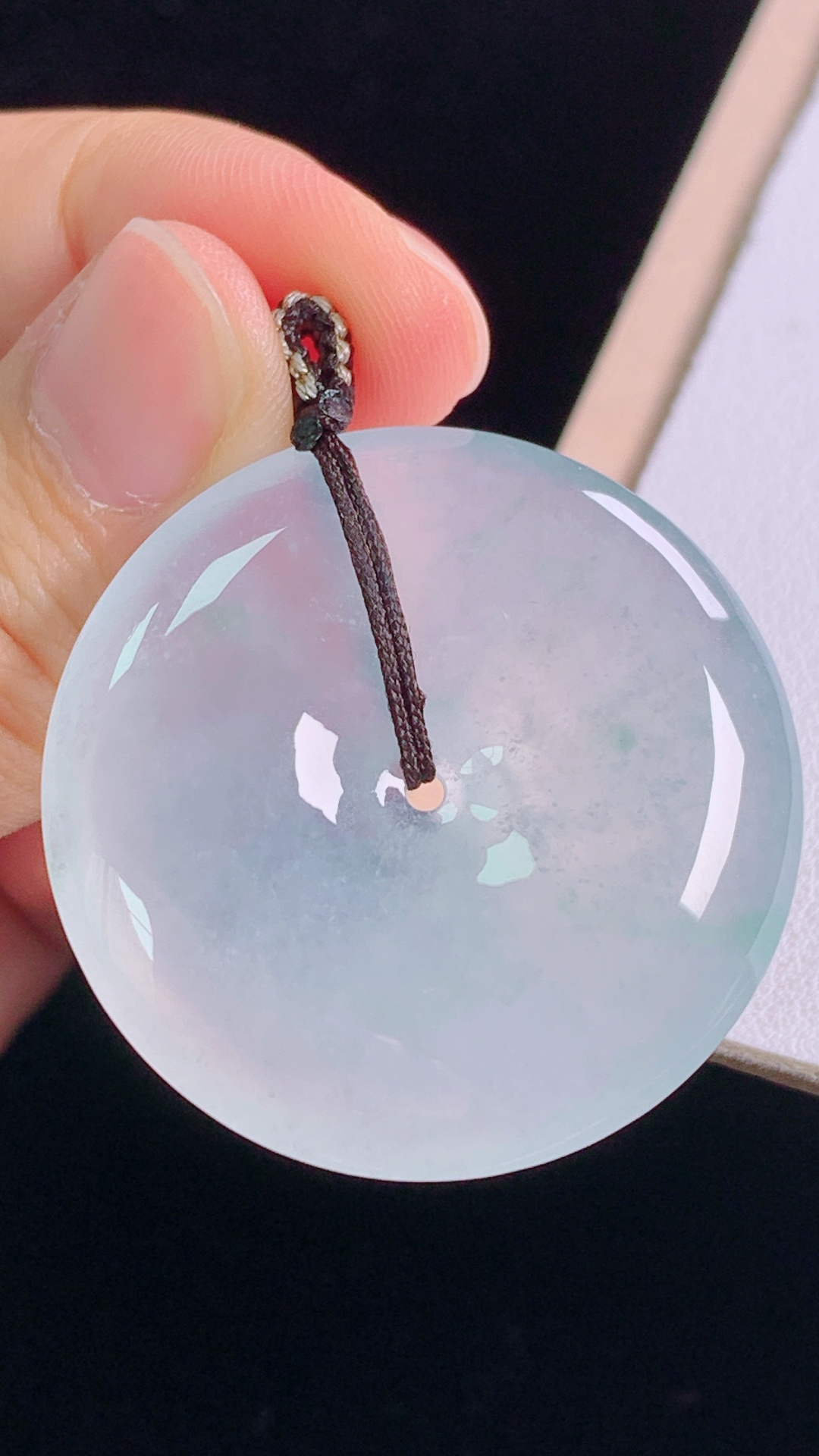 高冰平安扣,种水，晶莹剔透，无裂,尺寸:34.9-6.1mm