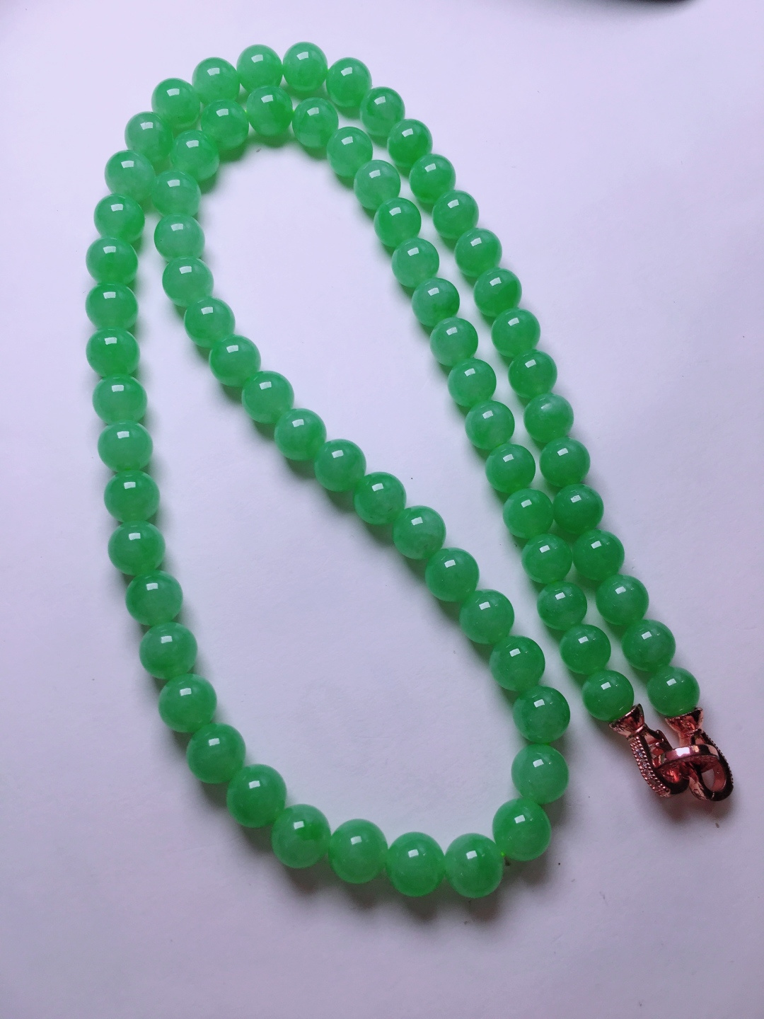 ️高冰绿珠子项链，晶莹剔透，新颖时尚，7.5-8.3