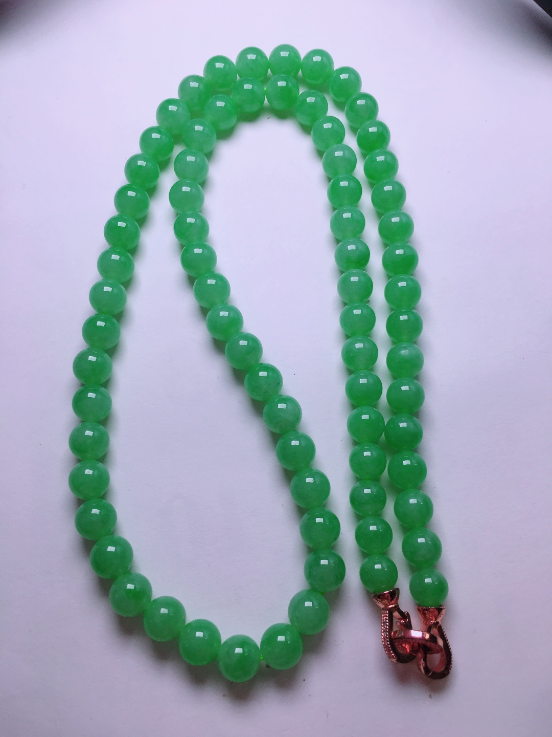 ️高冰绿珠子项链，晶莹剔透，新颖时尚，7.5-8.3